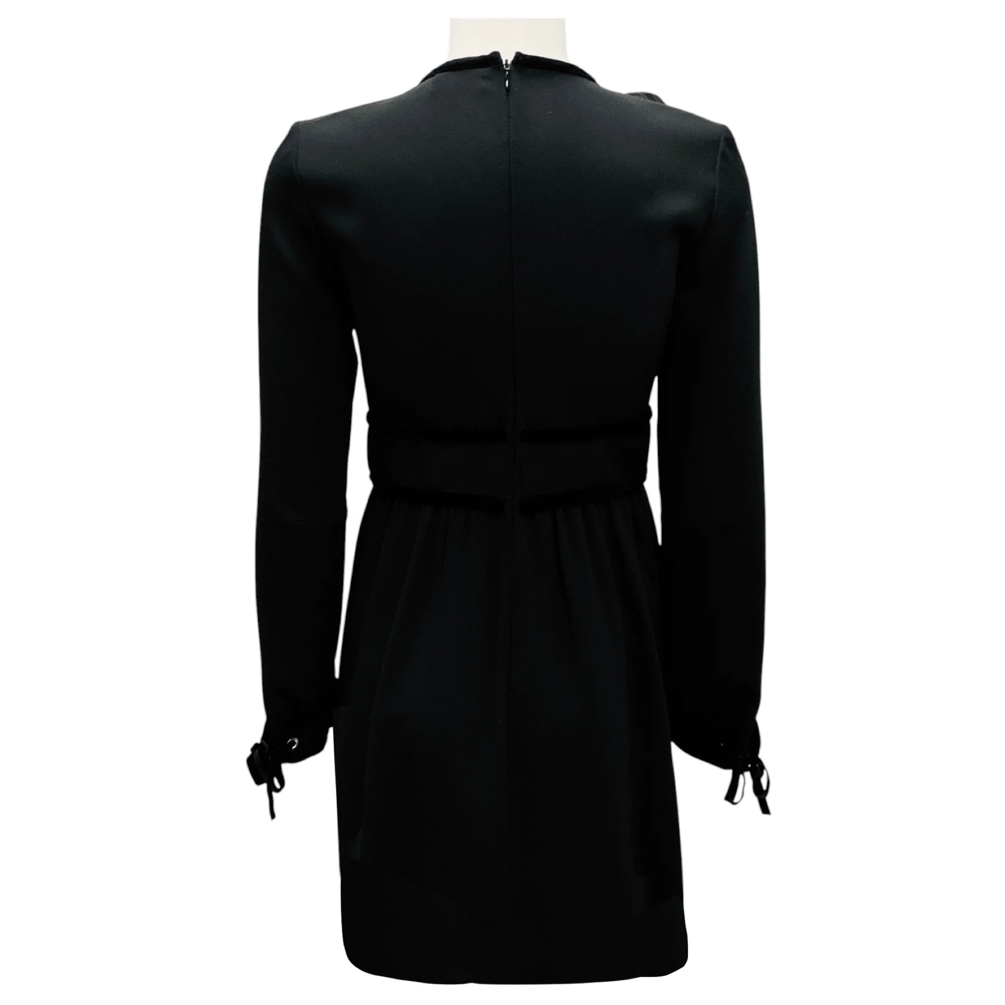 RED Valentino Black Velvet Trimmed Crepe Mini Dress - Image 3