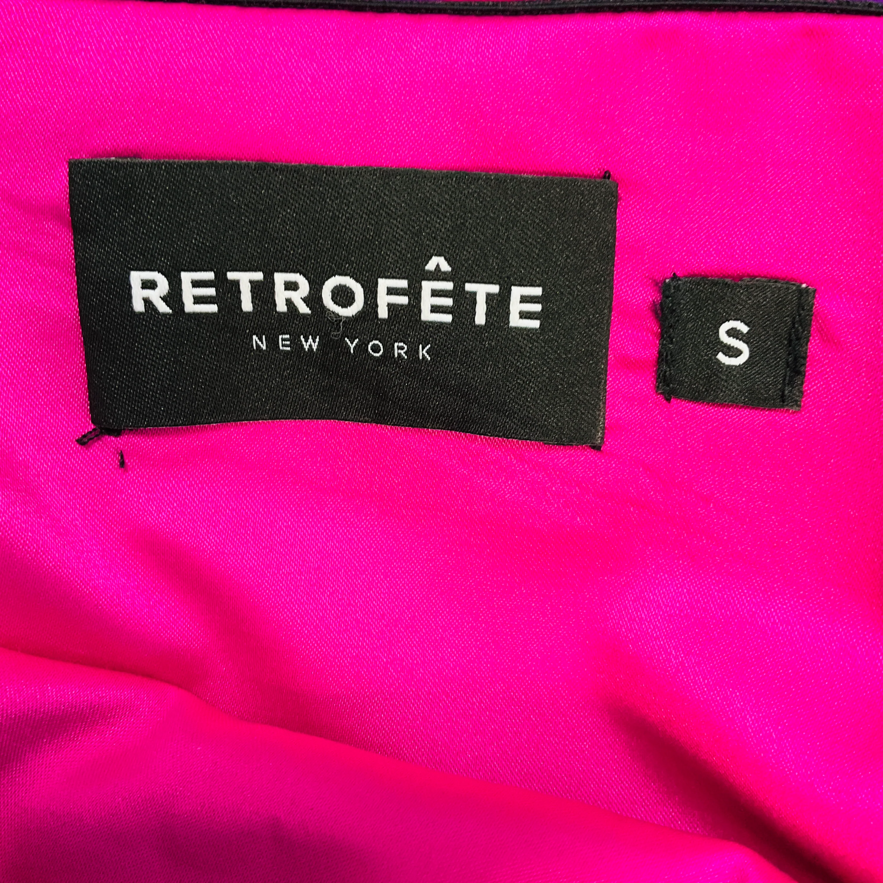 Retrofete Fuchsia Pink Multi Strapless Silk Maxi Dress - Image 4