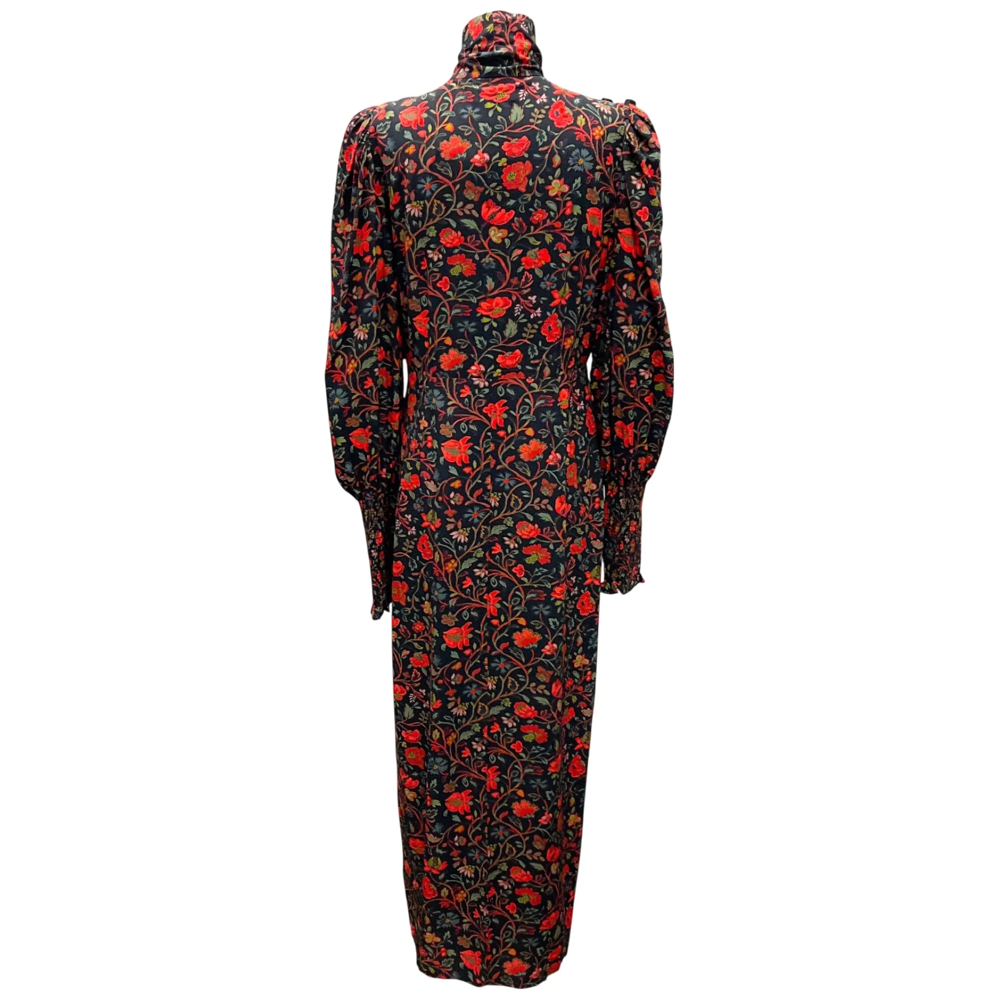 Rhode Black / Red Polly Floral Cut Out Tie Neck Midi Dress - Image 3