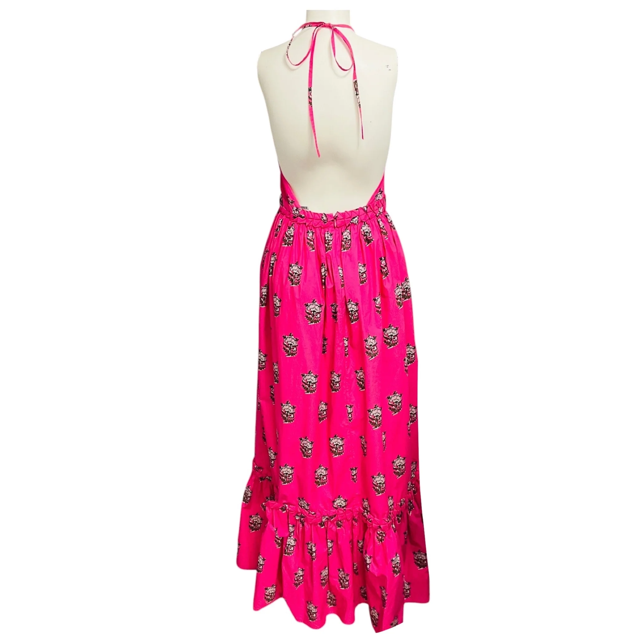 Rhode Pink Printed Cotton Halter Maxi Dress - Image 3