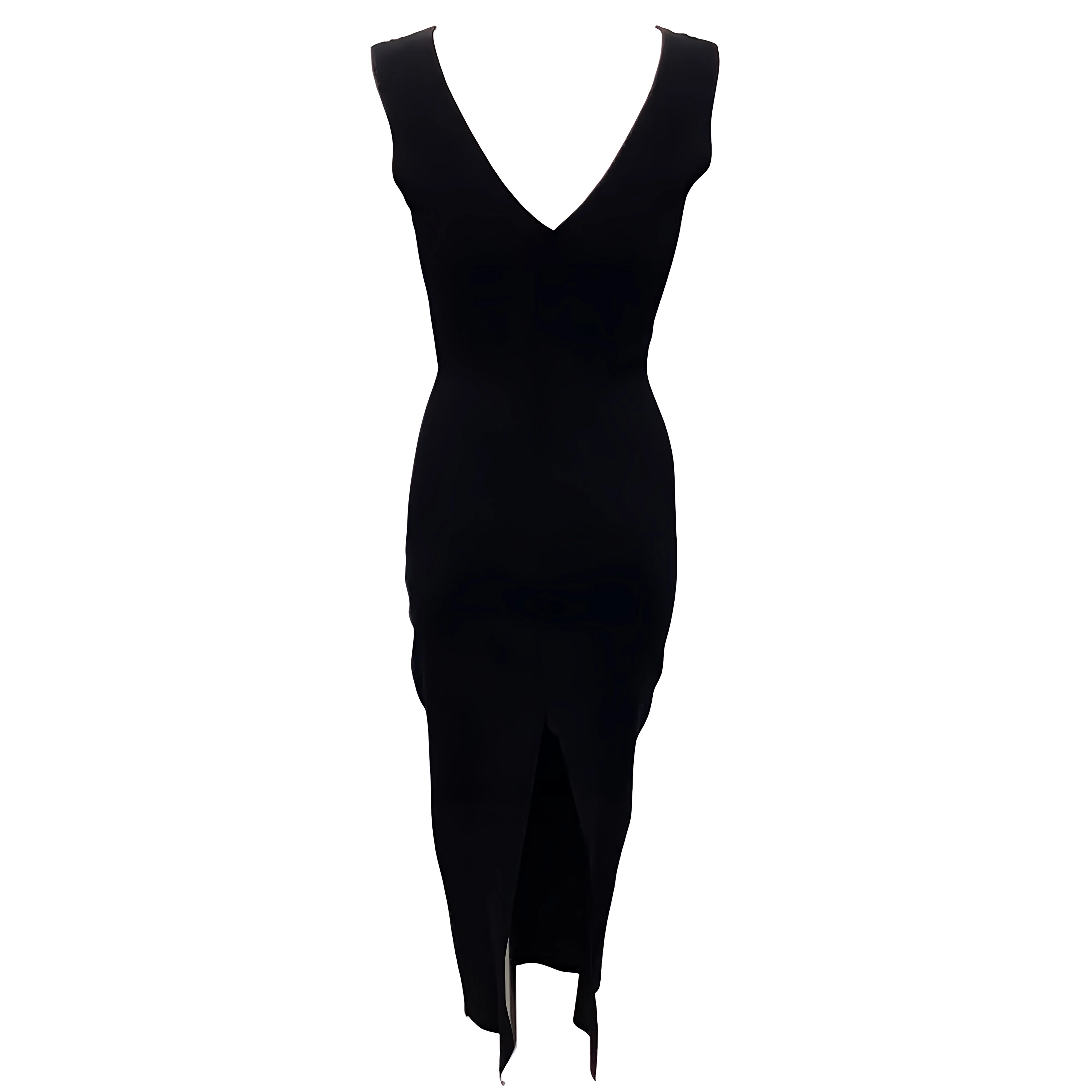 Rick Owens Black Knit Sleeveless Midi Dress - Image 3