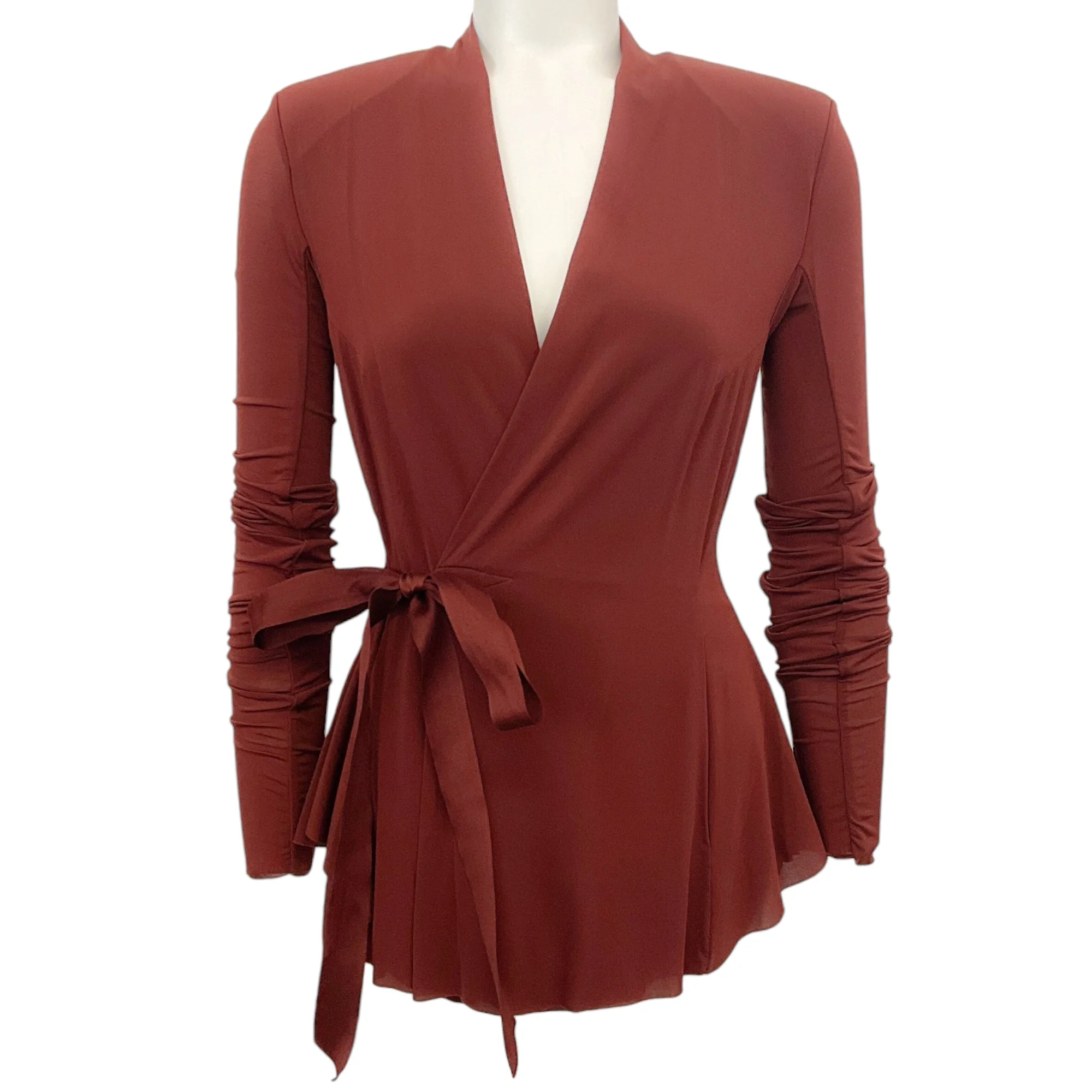 Rick Owens Henna Brown Wrap Top