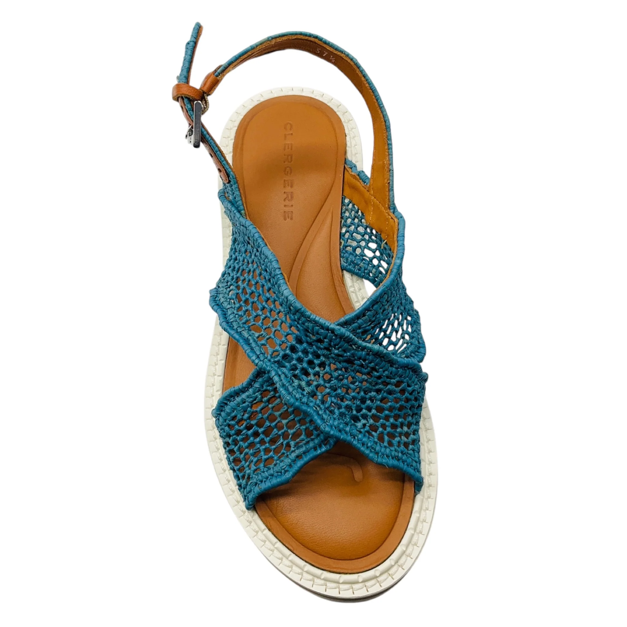 Robert Clergerie Teal Crochet Knit Cross Strap Sandals - Image 4