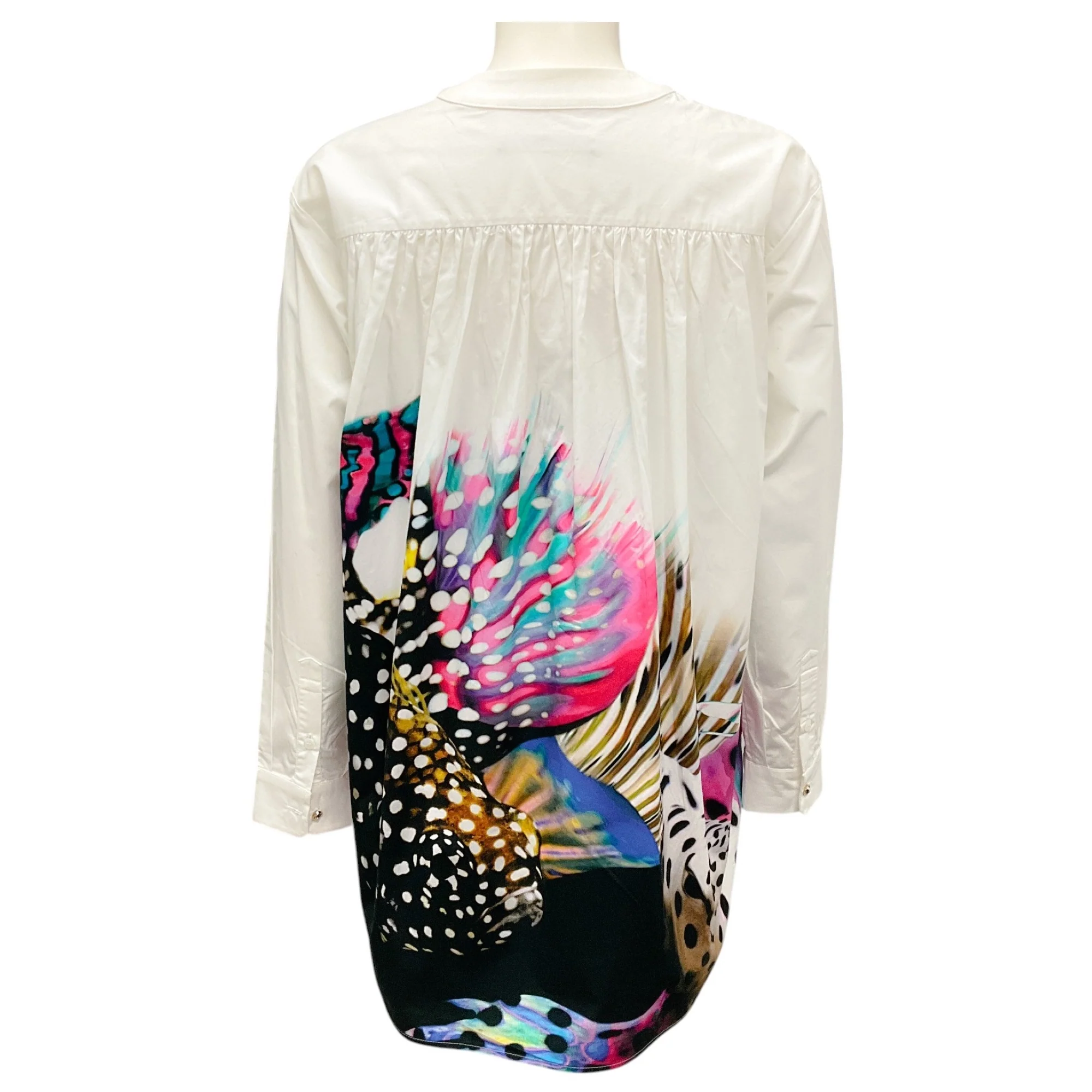 Roberto Cavalli White Multi Printed Cotton Tunic Top - Image 3