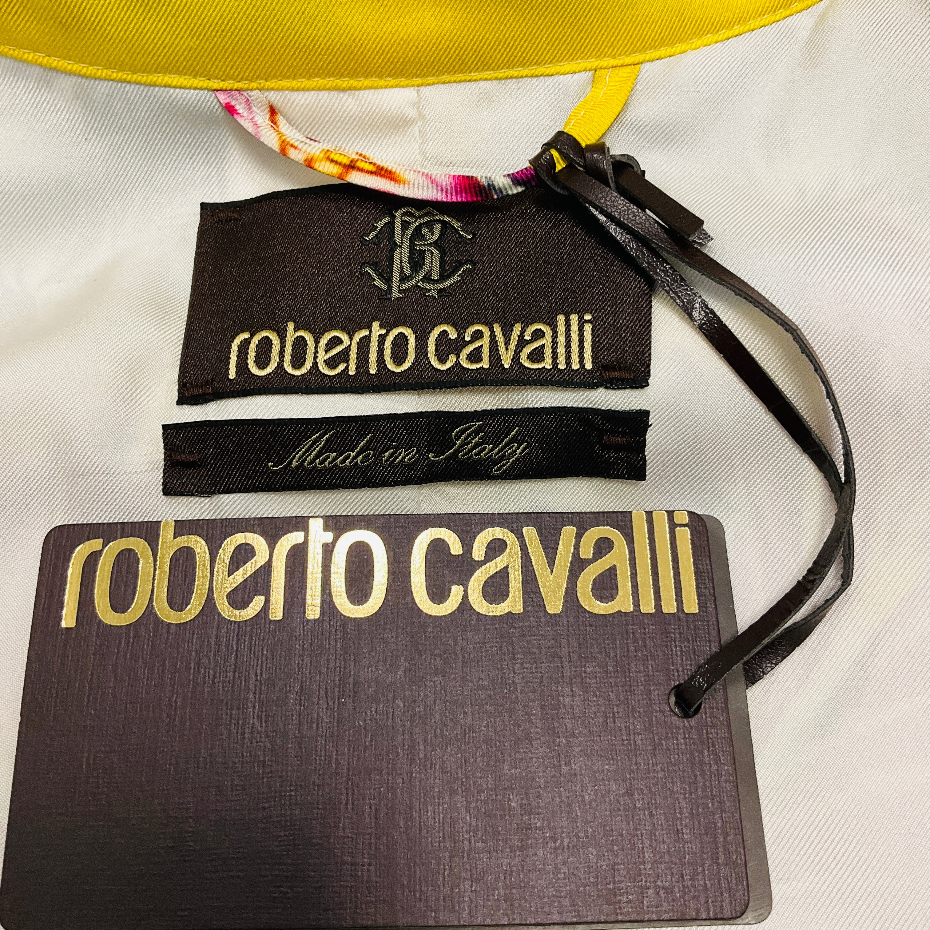 Roberto Cavalli Yellow Multi Printed Silk Bomber Jacket - Image 4
