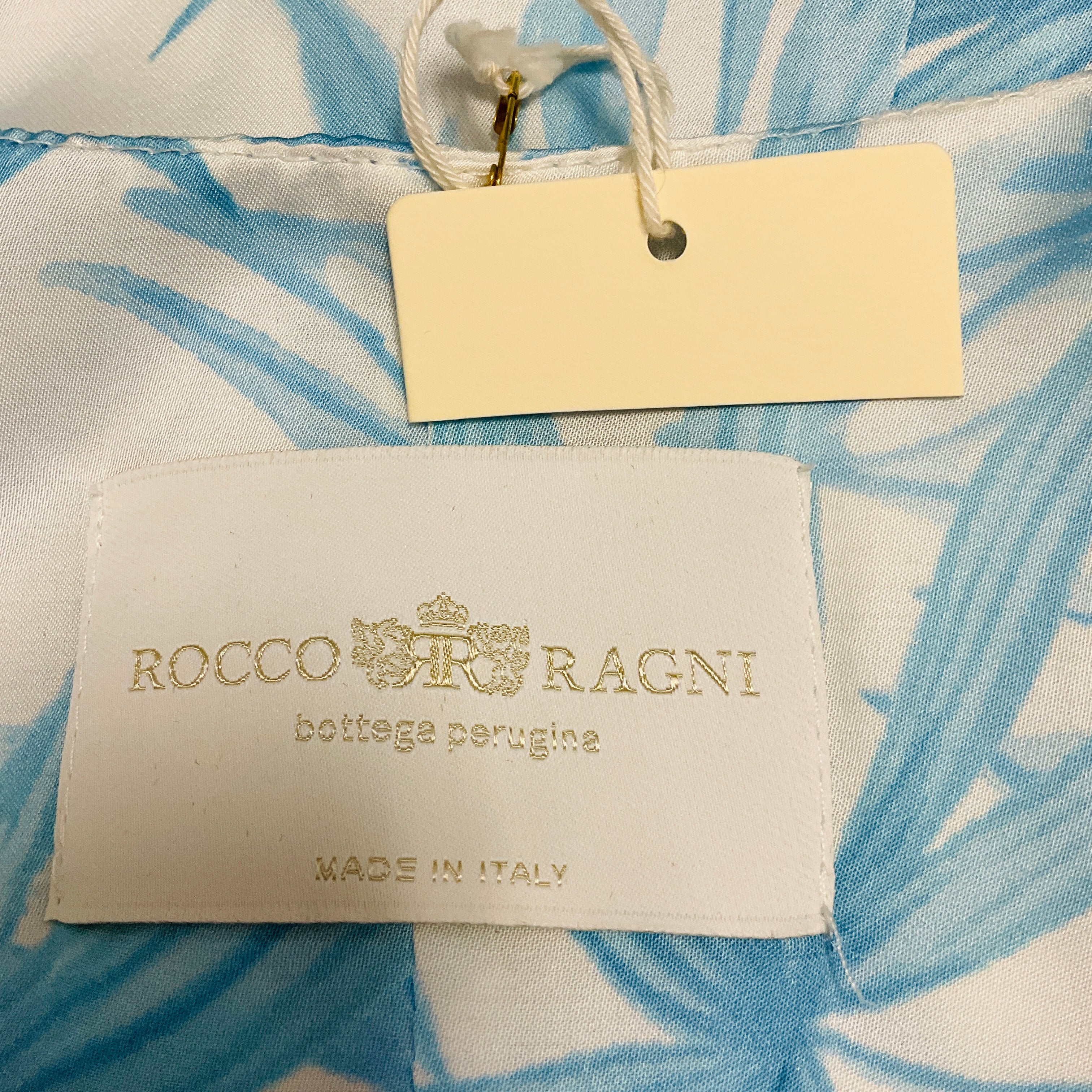 Rocco Ragni Light Blue / White Printed Short Sleeved Maxi Dress - Image 4