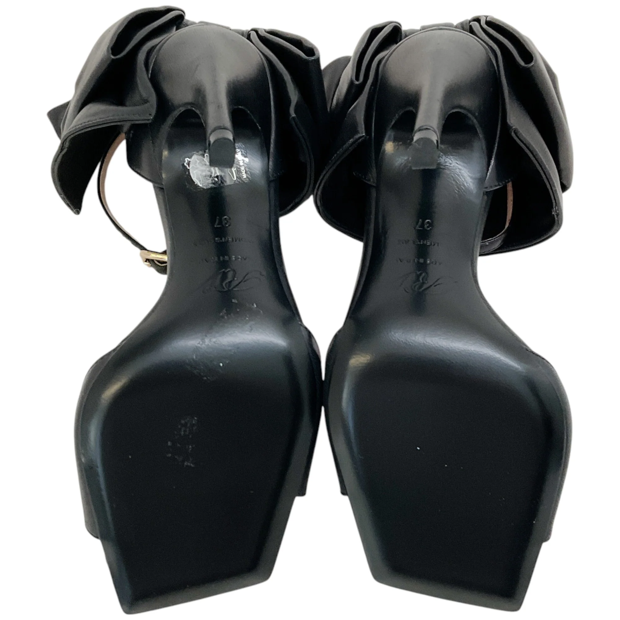 Roger Vivier Black Leather Choc Bow Sandals - Image 7