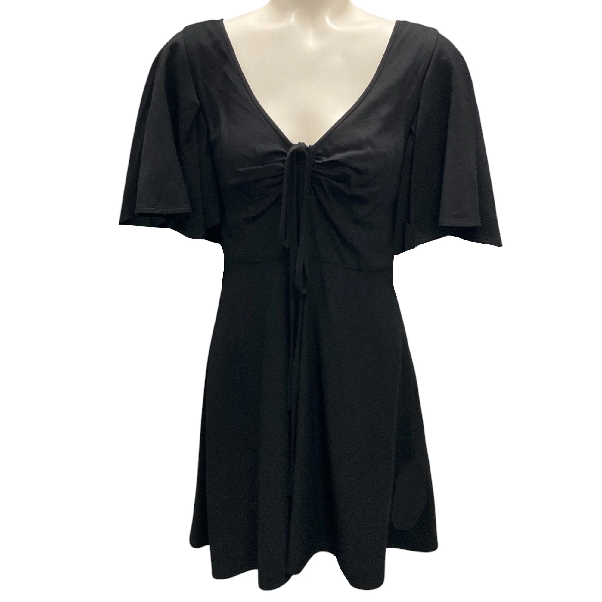 Rosie Assoulin Black Flutter-Sleeve Mini Dress