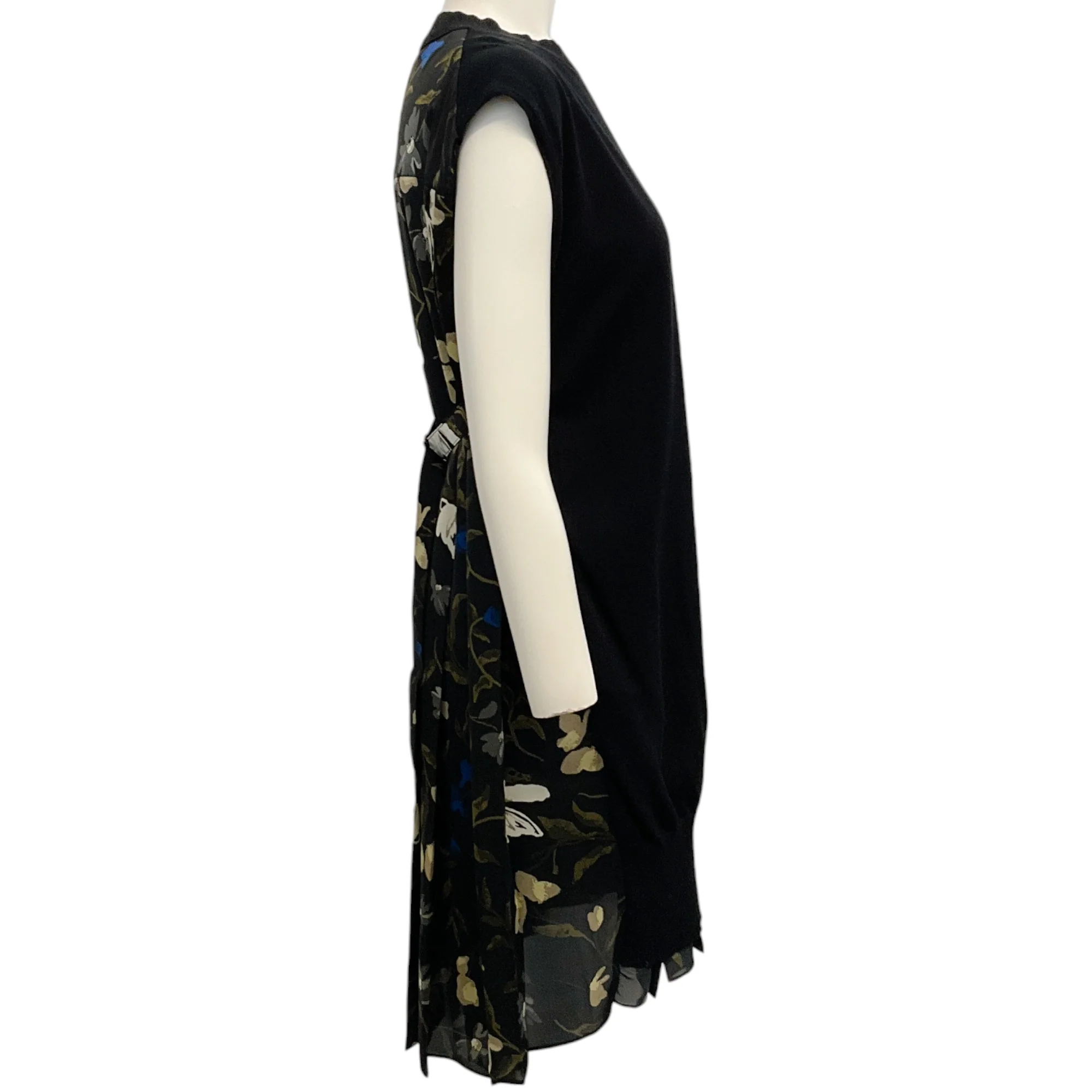 Sacai Black Floral Knit Front Dress - Image 2