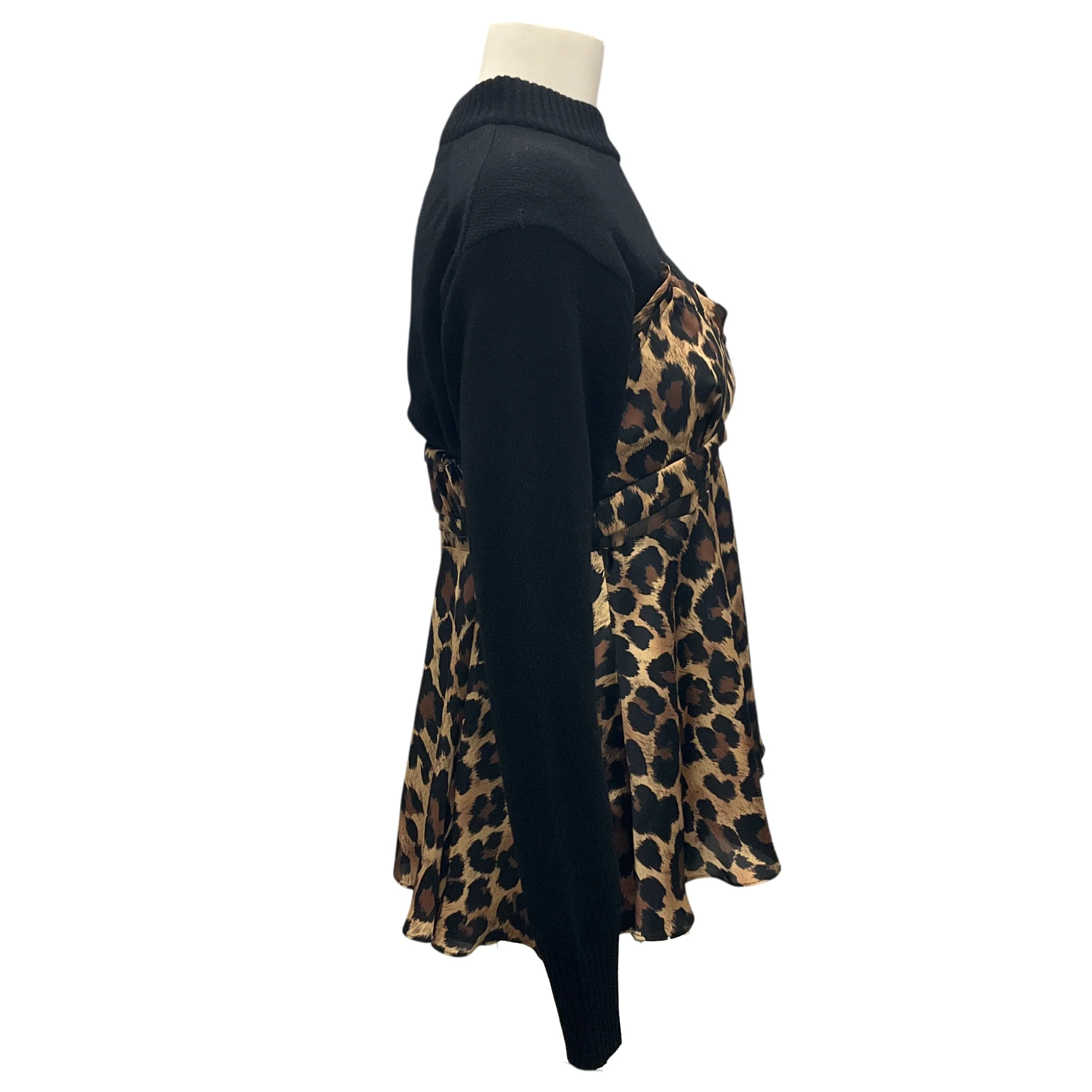 Sacai Tan / Black Leopard Print Knit Pullover - Image 2