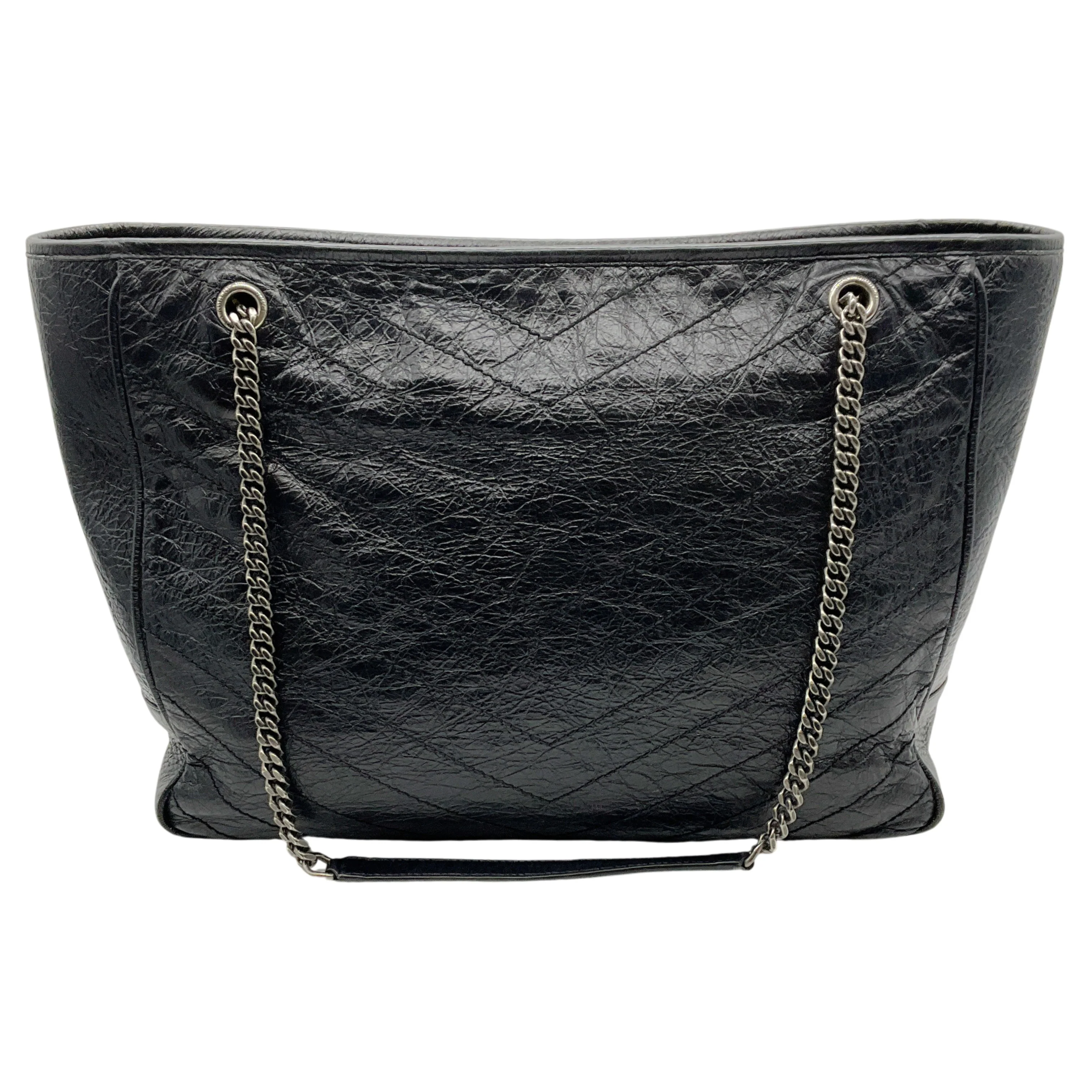 Saint Laurent Black Chevron Leather Niki Zippered Tote - Image 3
