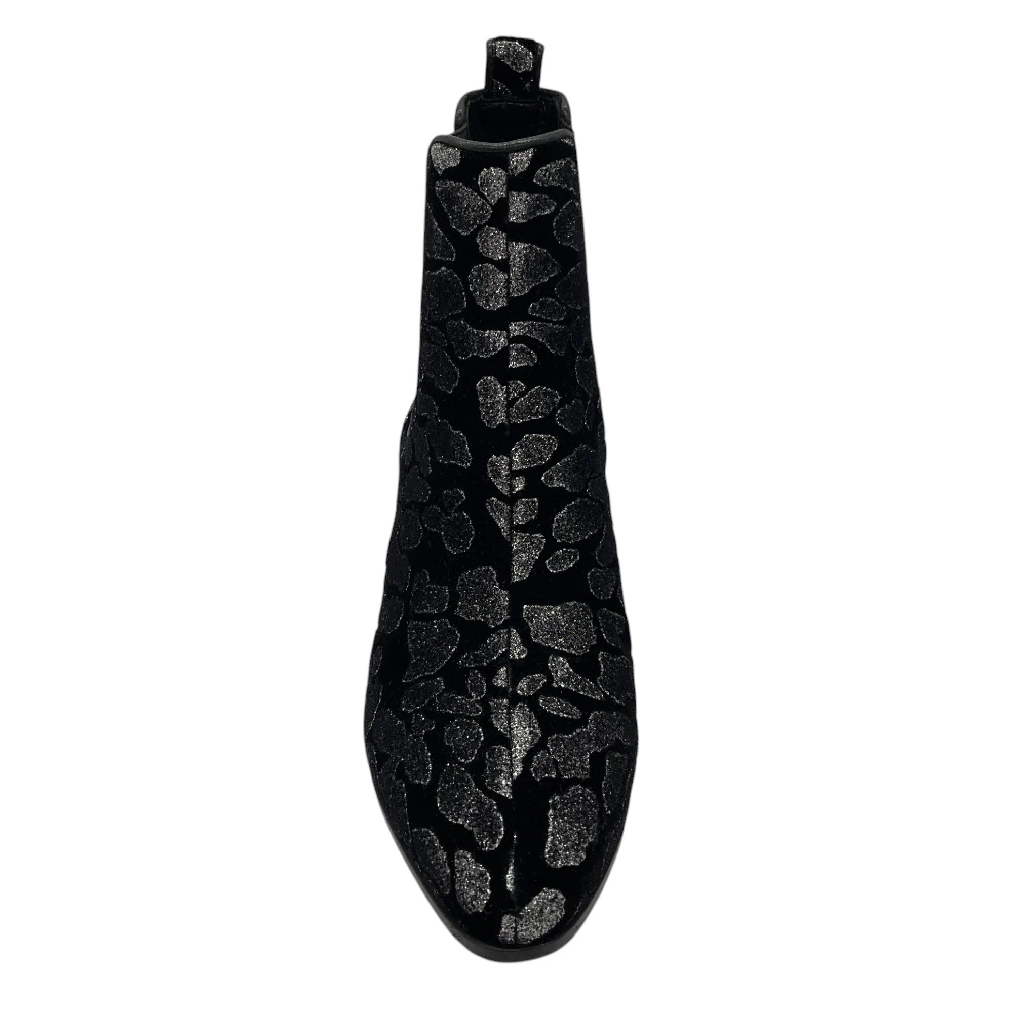 Saint Laurent Black Glitter Leopard Velvet Ankle Boots - Image 4