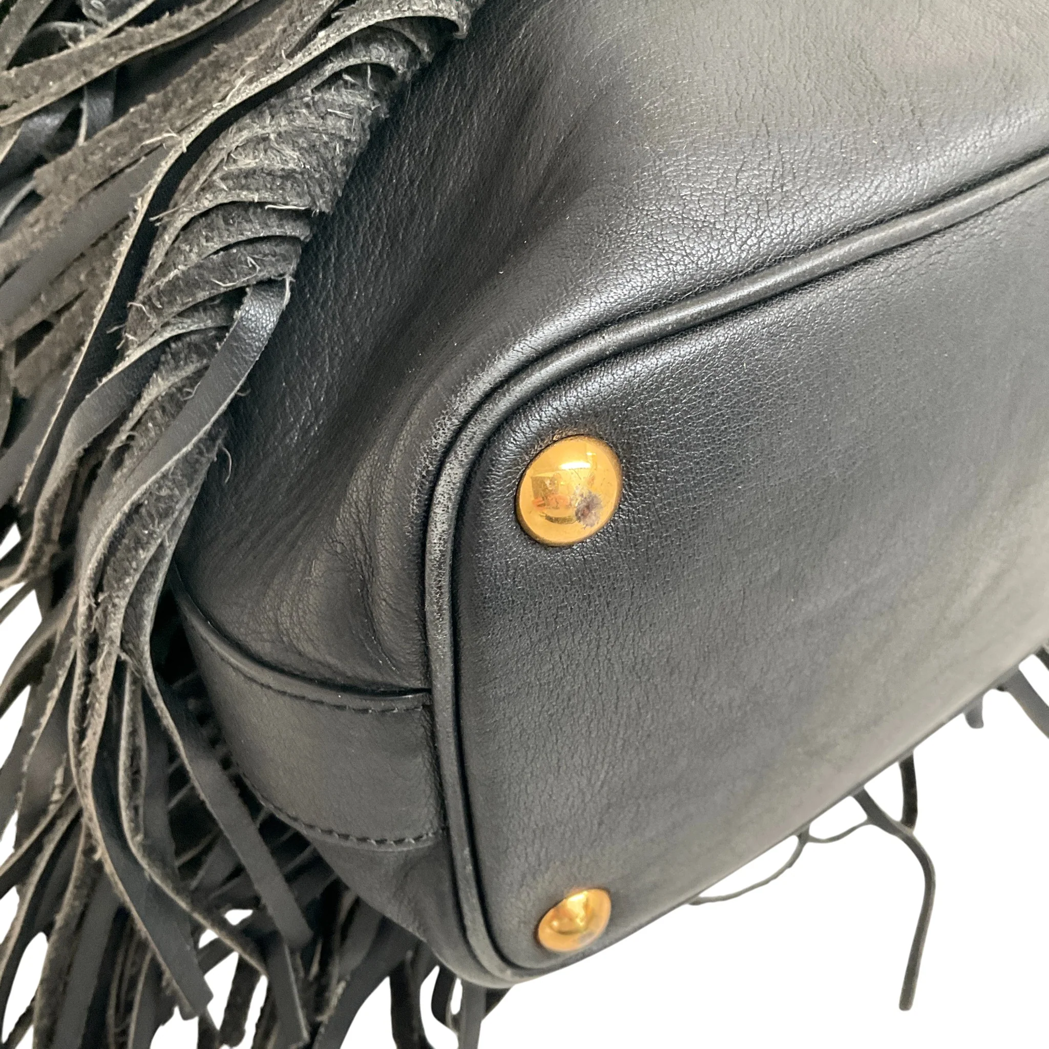 Saint Laurent Black Leather Fringe Emmanuelle Shoulder Bag - Image 8