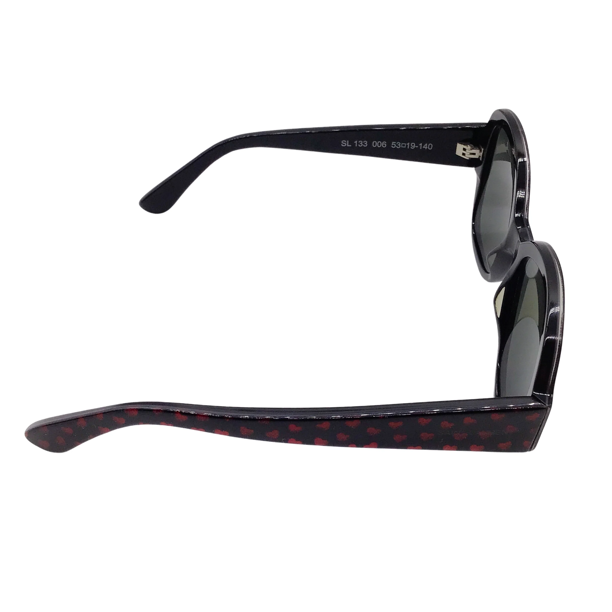 Saint Laurent Black / Red Heart Pattern Plastic Frame Sunglasses - Image 4