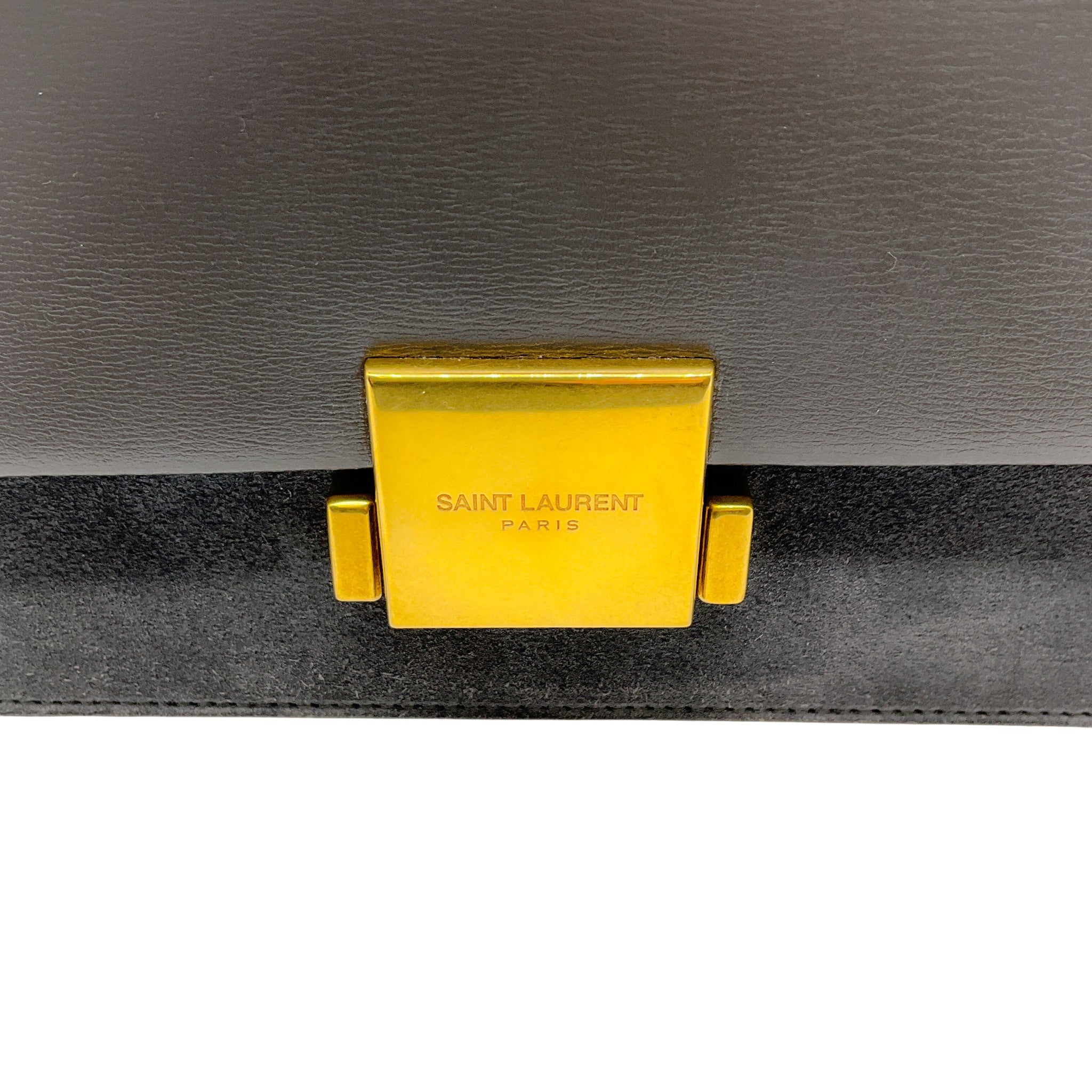 Saint Laurent Grey Leather / Suede Bellachasse Medium Shoulder Bag - Image 4