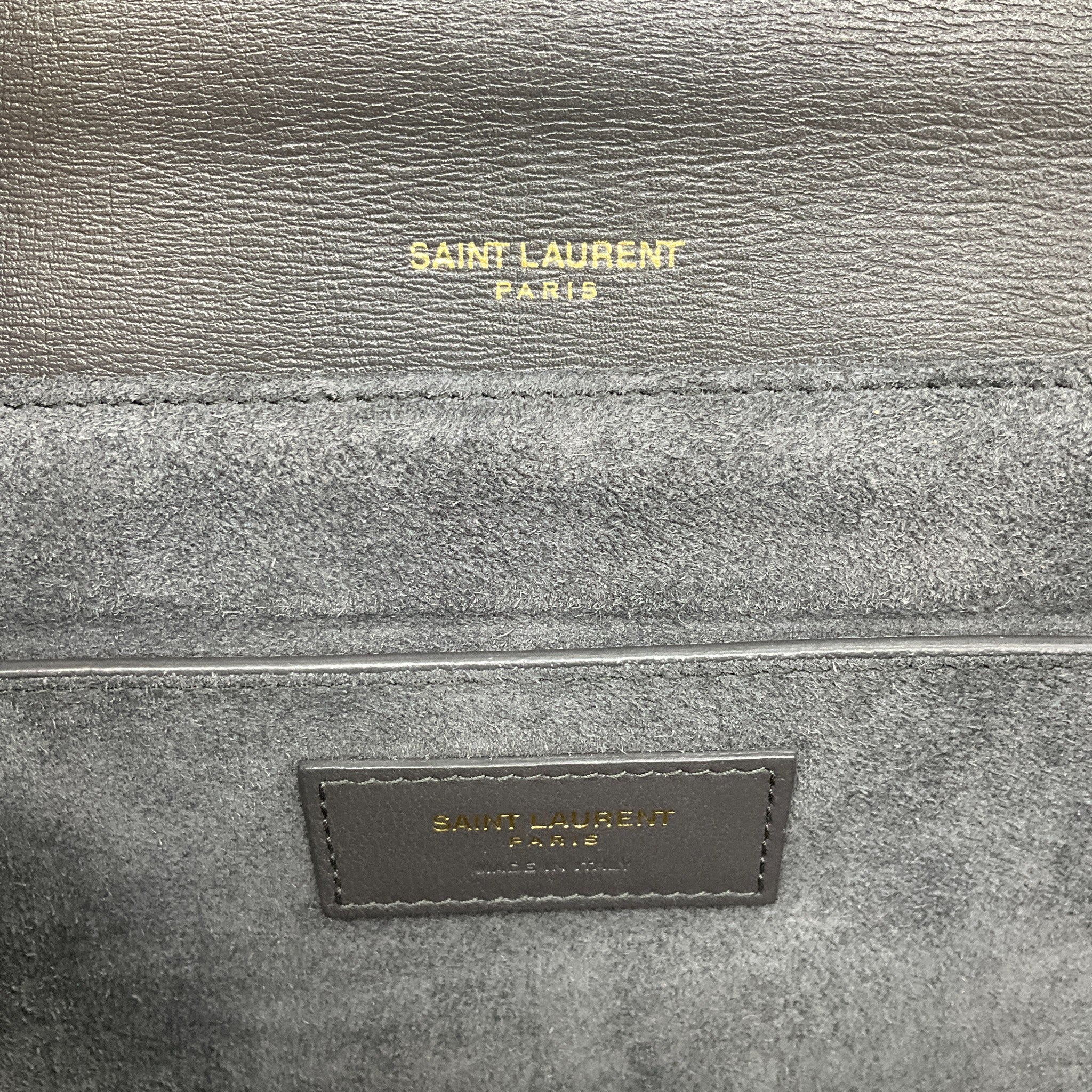Saint Laurent Grey Leather / Suede Bellachasse Medium Shoulder Bag - Image 9