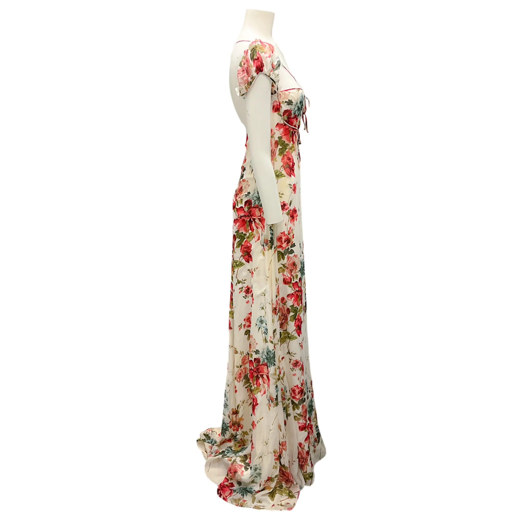 Saint Laurent Ivory Multi Runway 2016 Rose Anglaise Shell Rose Silk Maxi Dress - Image 2