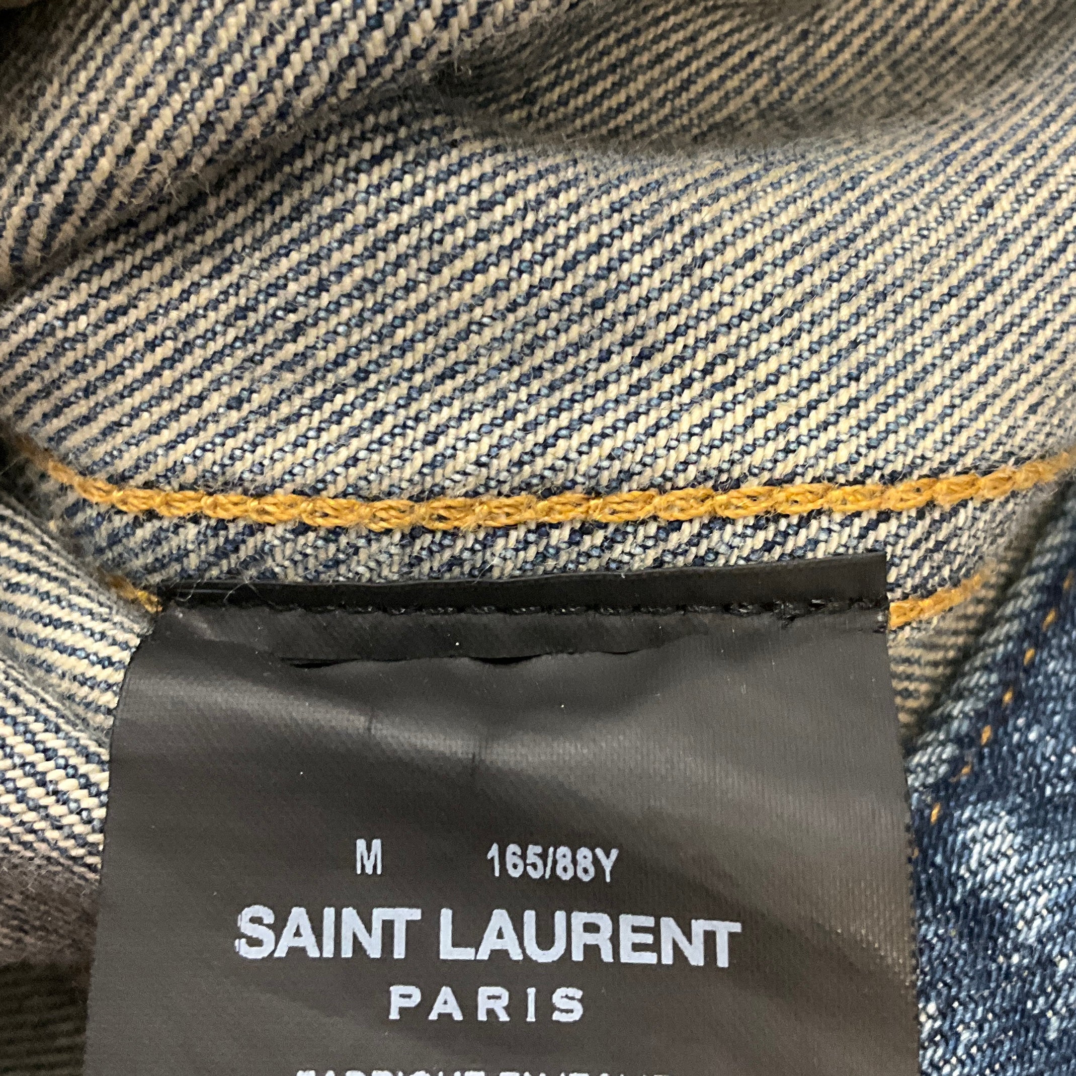 Saint Laurent Medium Blue Wash Logo Back Print Classic Denim Jacket - Image 5