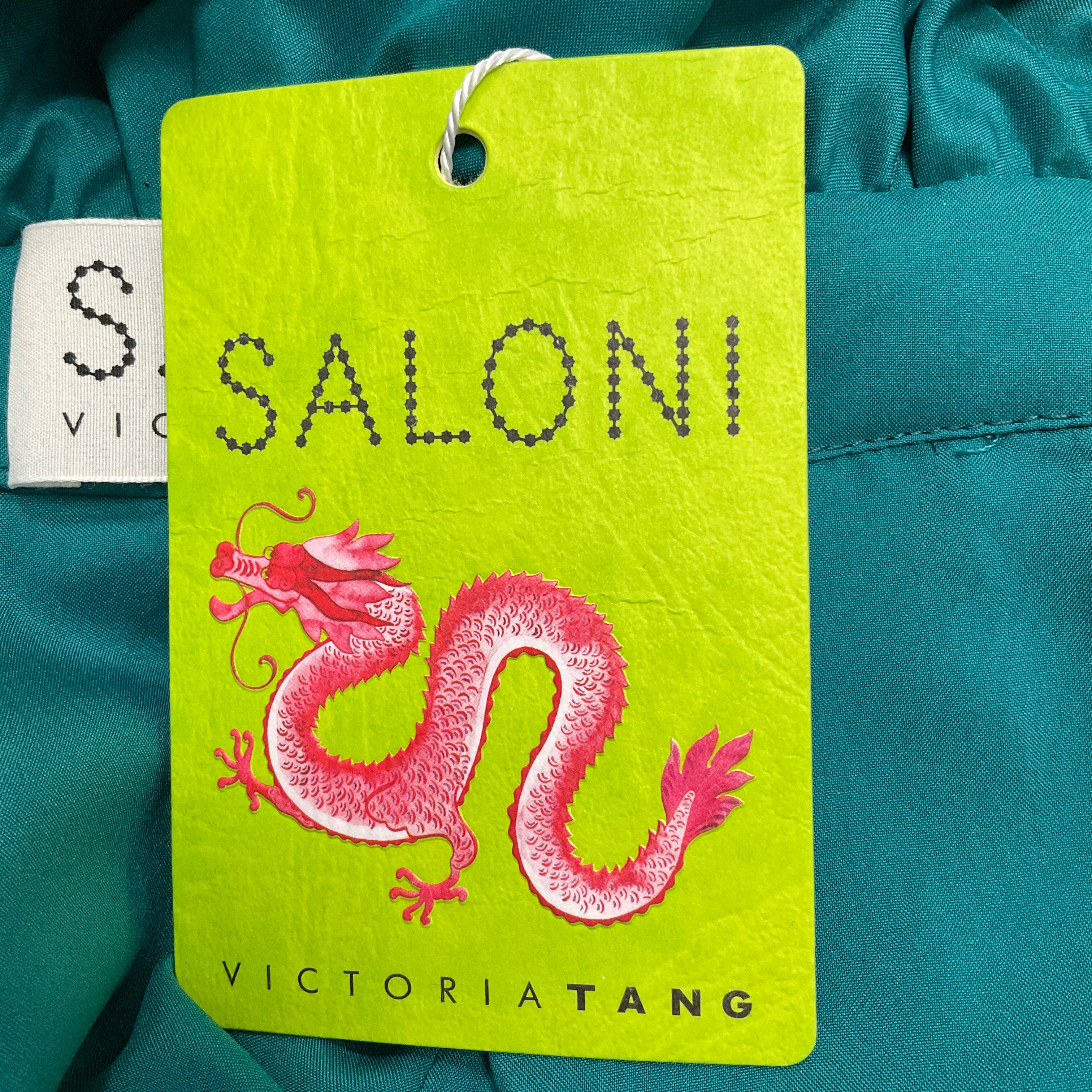 Saloni x Victoria Tang Teal Multi Fleur Short Dress - Image 5