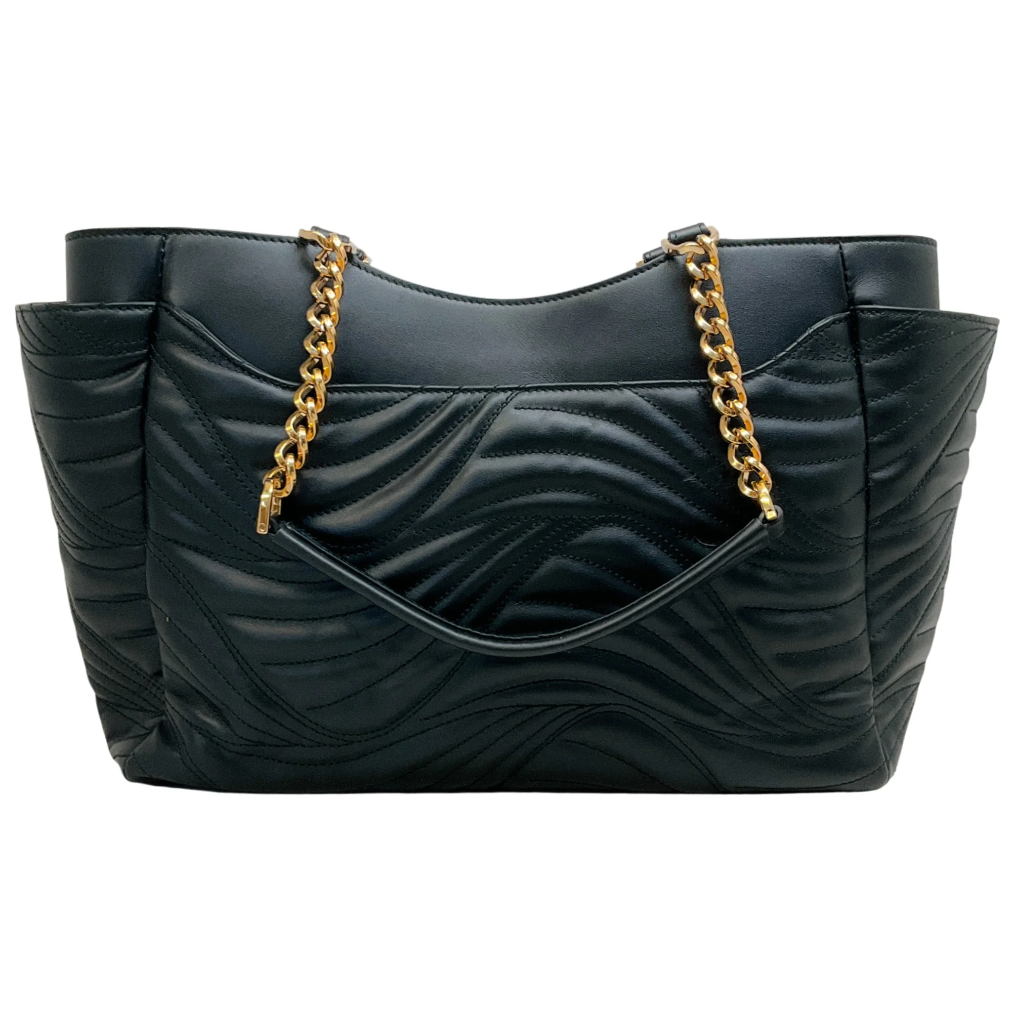 Salvatore Ferragamo Black Quilted Leather Lexi Chain Tote Bag - Image 3