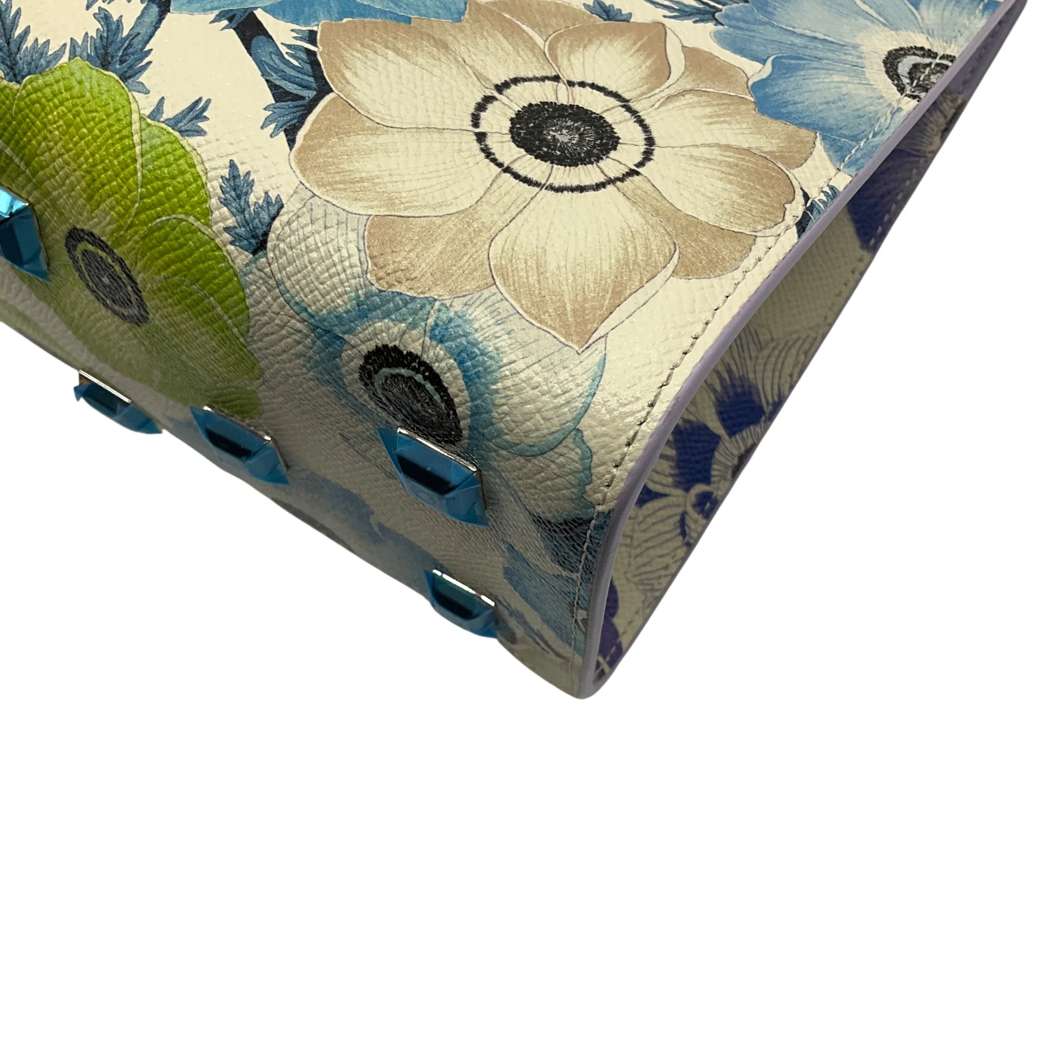 Salvatore Ferragamo New Lavender Mascarpone Calfskin Floral Print Small The Studio Bag - Image 14