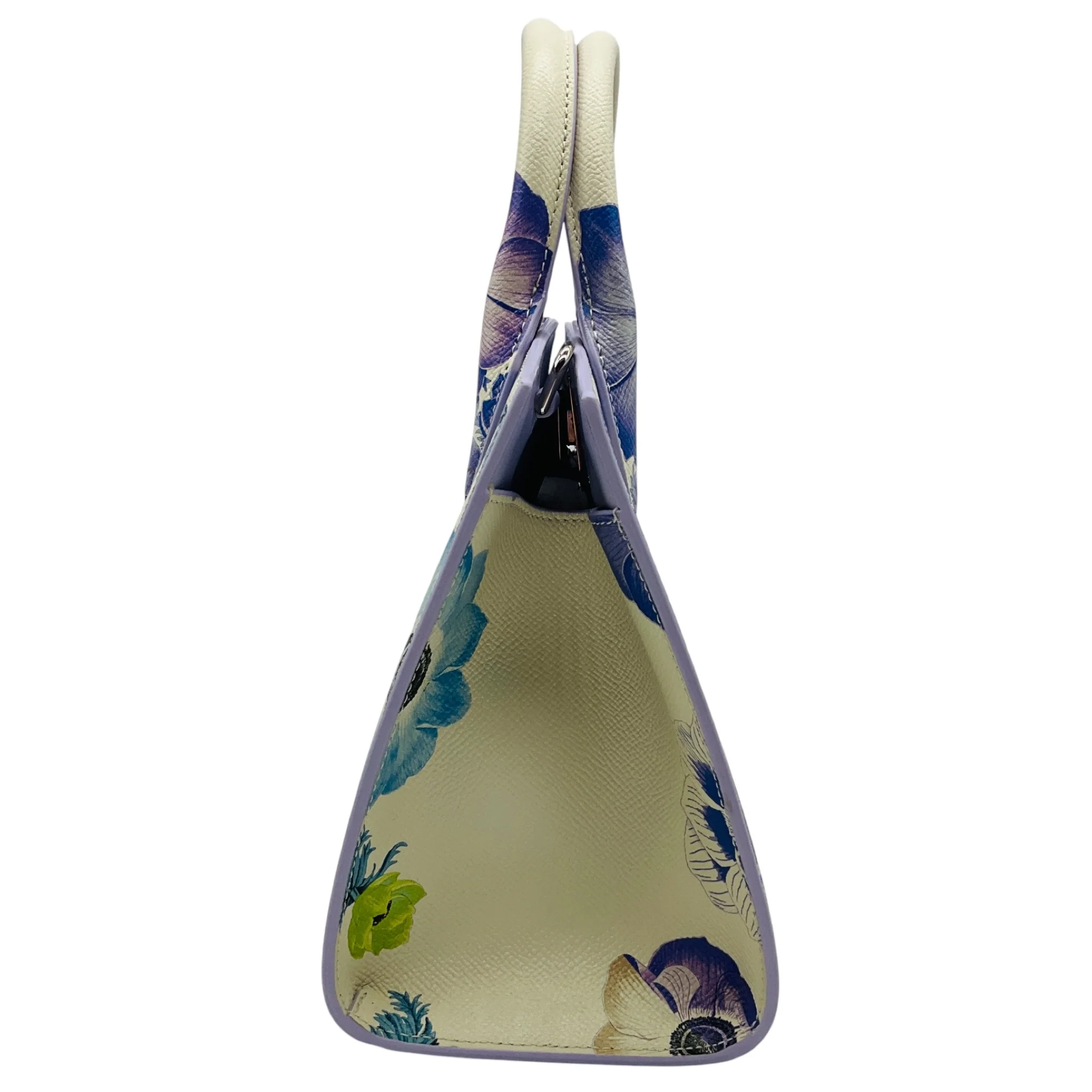 Salvatore Ferragamo New Lavender Mascarpone Calfskin Floral Print Small The Studio Bag - Image 2