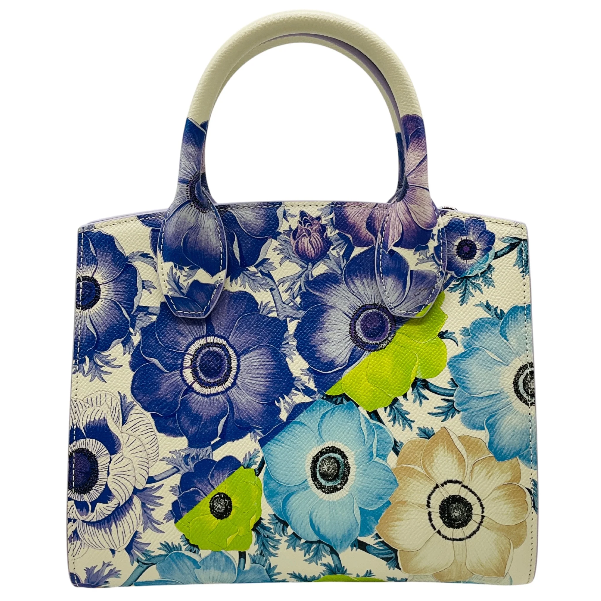 Salvatore Ferragamo New Lavender Mascarpone Calfskin Floral Print Small The Studio Bag - Image 3