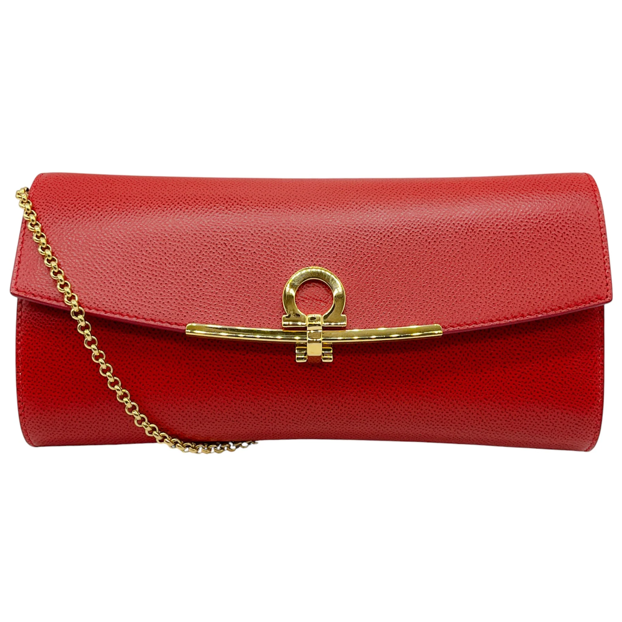 Salvatore Ferragamo Red Leather Mini Gancini Bag