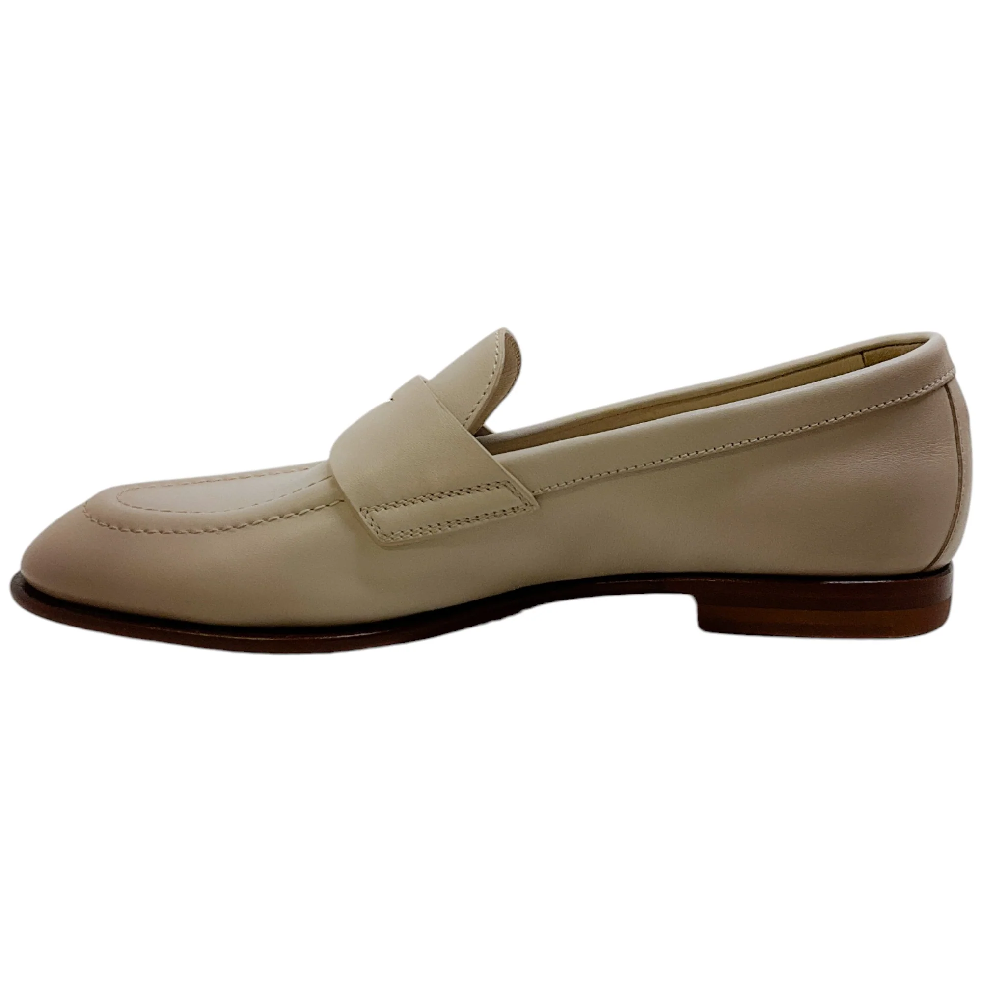Santoni Ombre Beige Leather Famed Loafers - Image 3