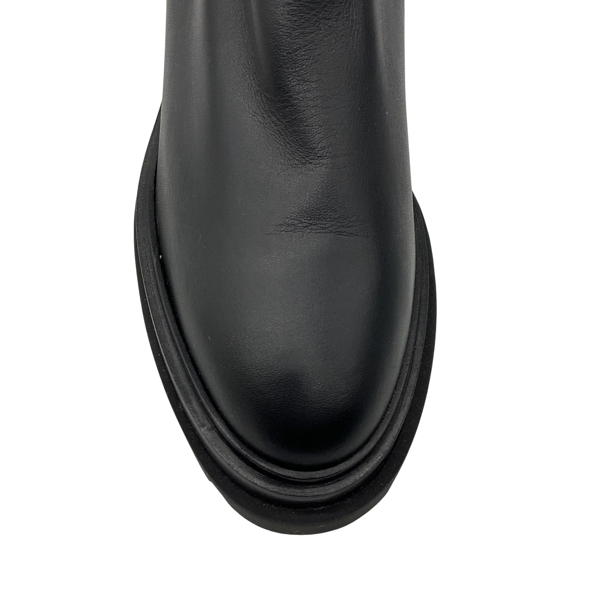 Santoni Black Leather Pull On Chelsea Boots - Image 5
