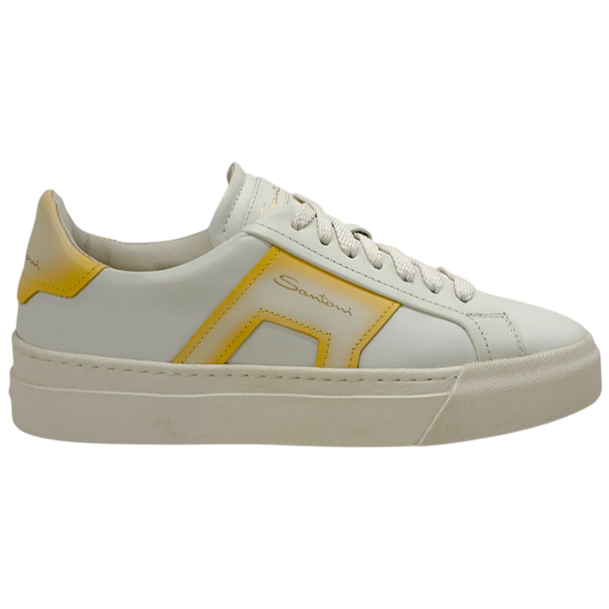 Santoni White / Yellow DBS6 Low Top Sneakers - Image 2
