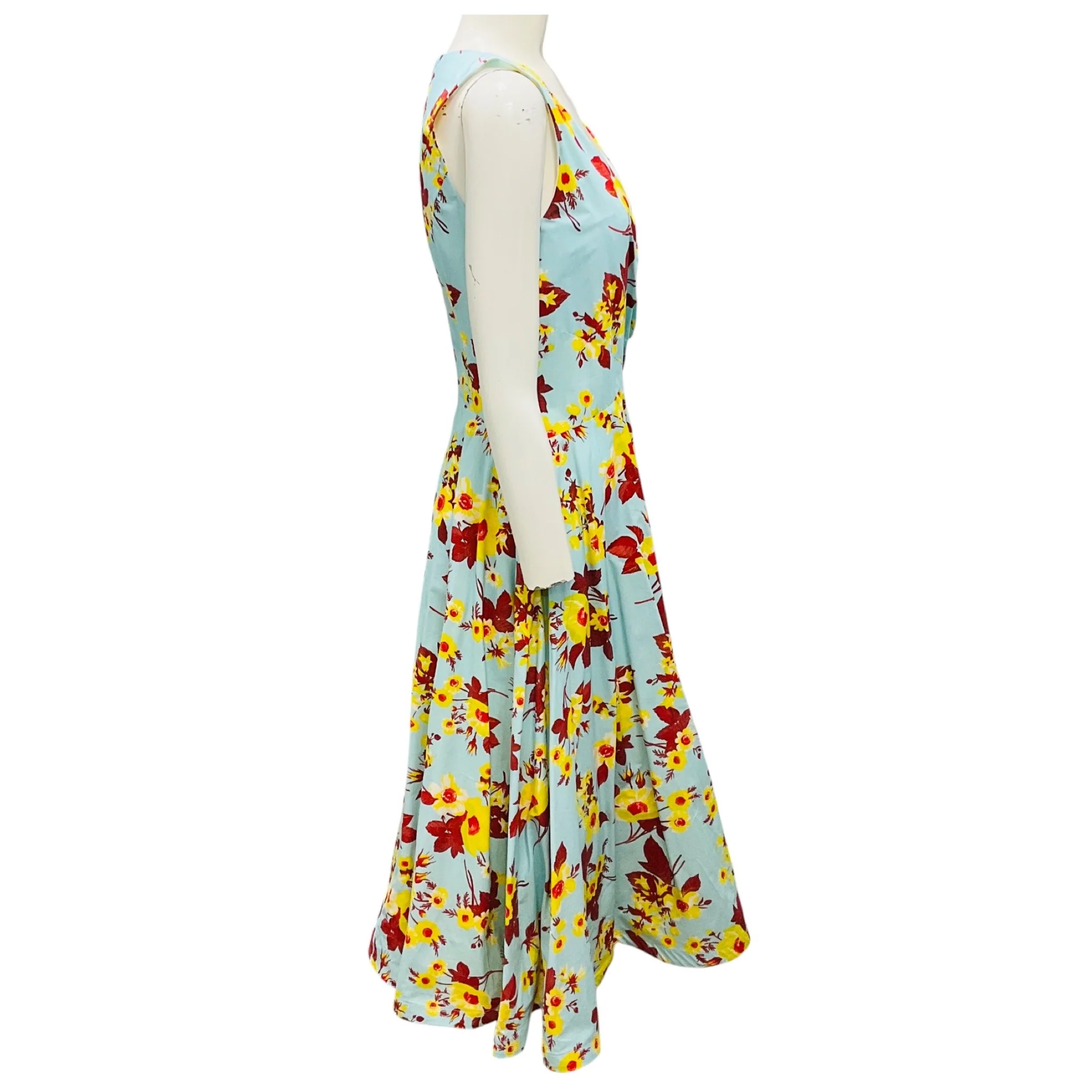 Sara Roka Light Blue Multi Teagan Floral Sleeveless Cotton Midi Dress - Image 2