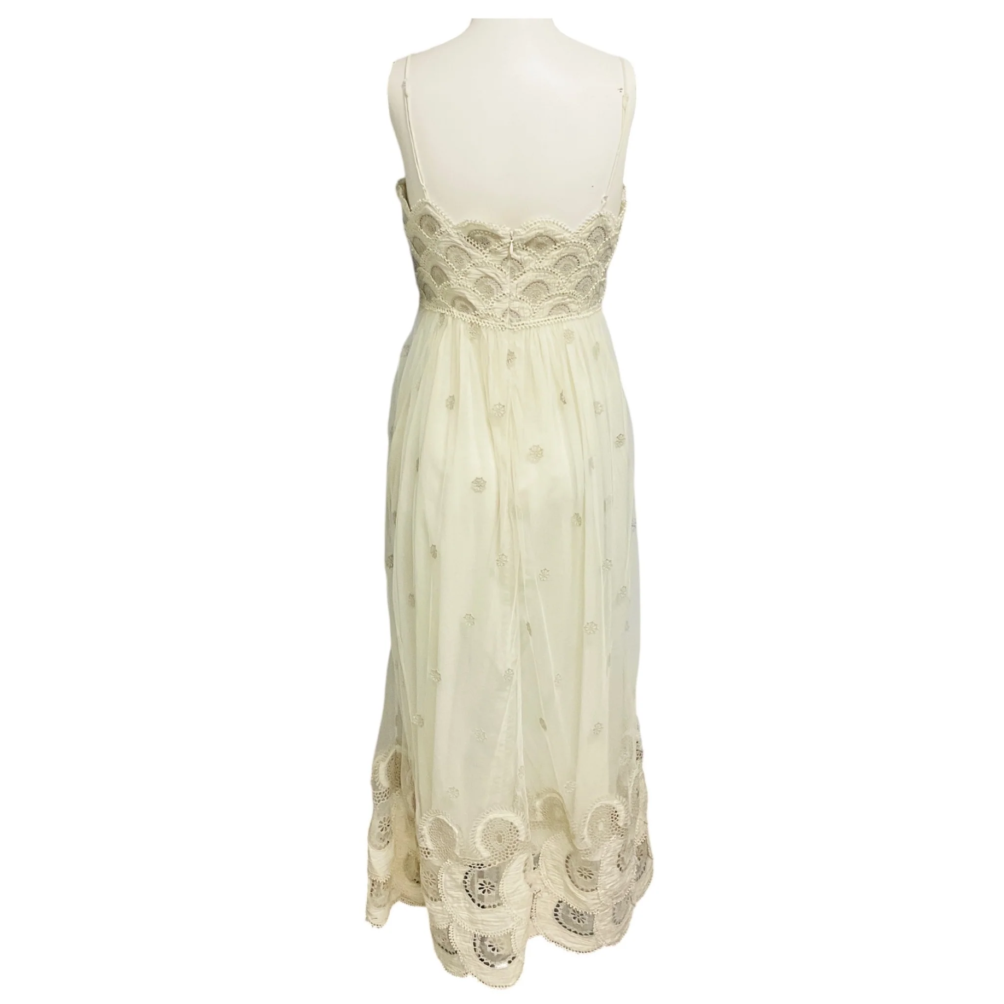 Sea New York Ivory Embroidered Lace and Mesh Tulle Long Dress - Image 3