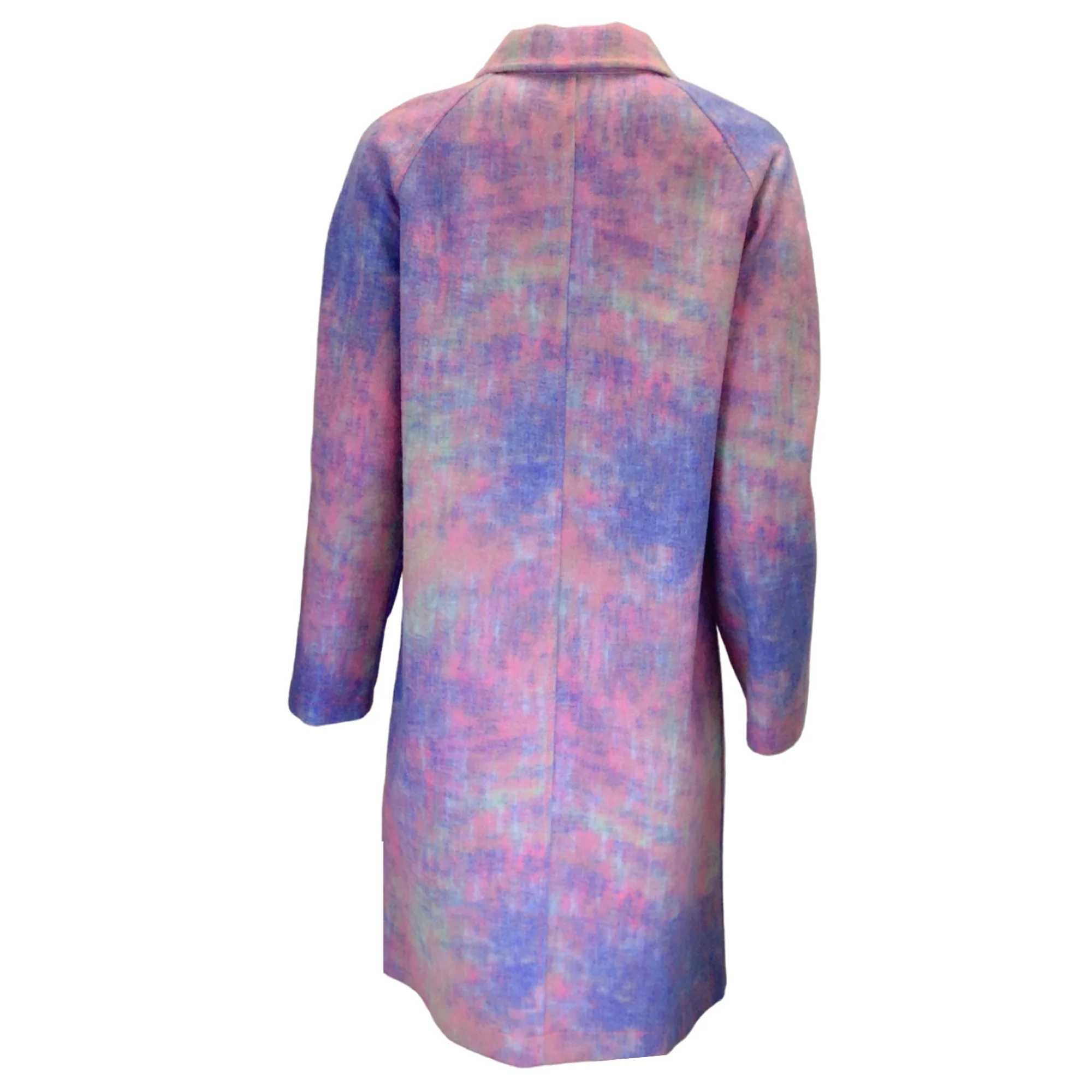 Sies Marjan Blue Multi Silk Lined Wool Coat - Image 3