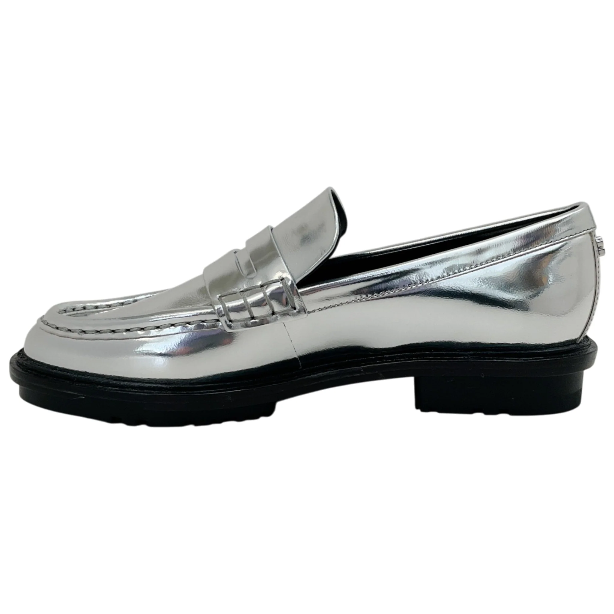 Simkhai Silver Metallic Leather Harper Loafers - Image 3