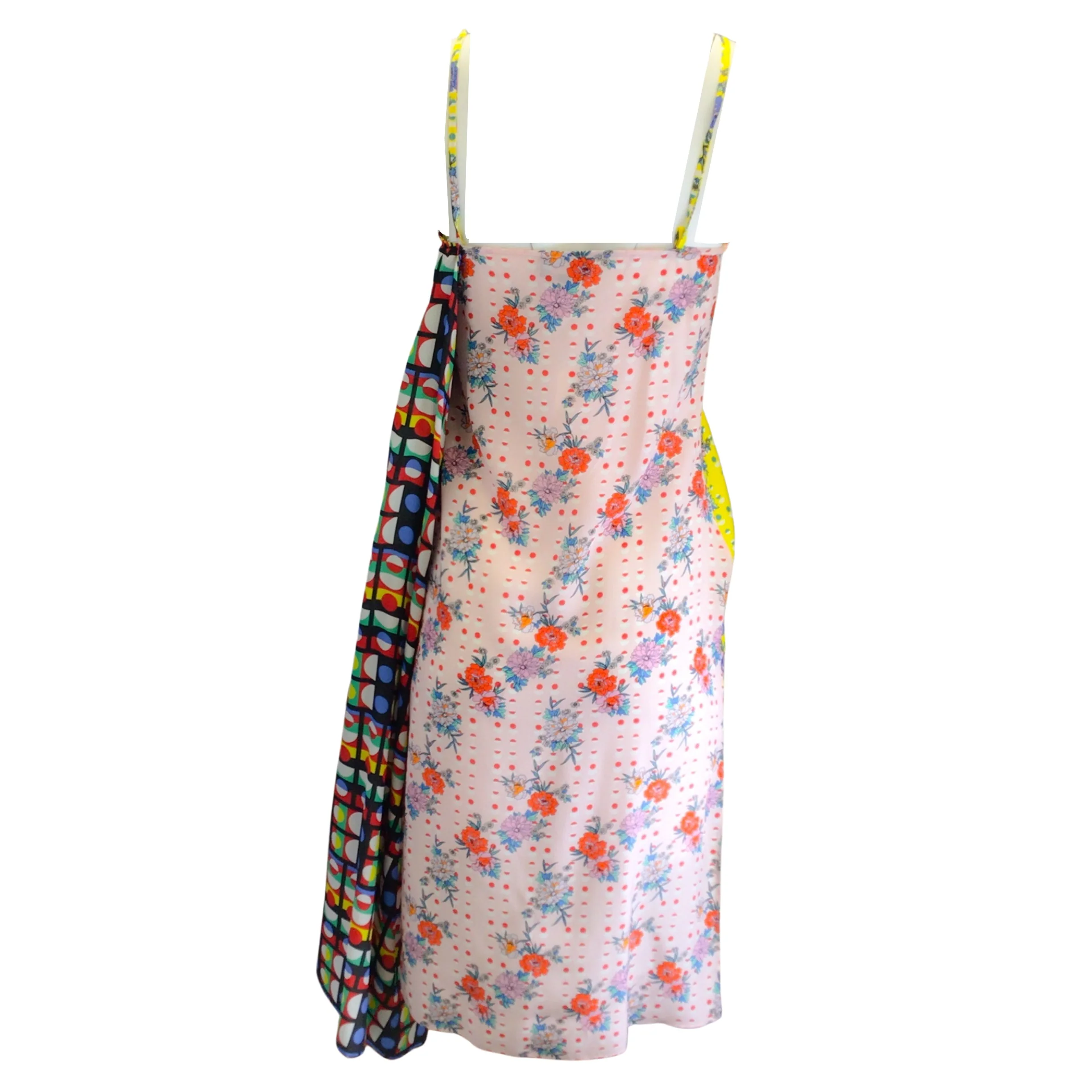 Snow Xue Gao Yellow Multi Mixed Print Sleeveless Silk Dress - Image 3