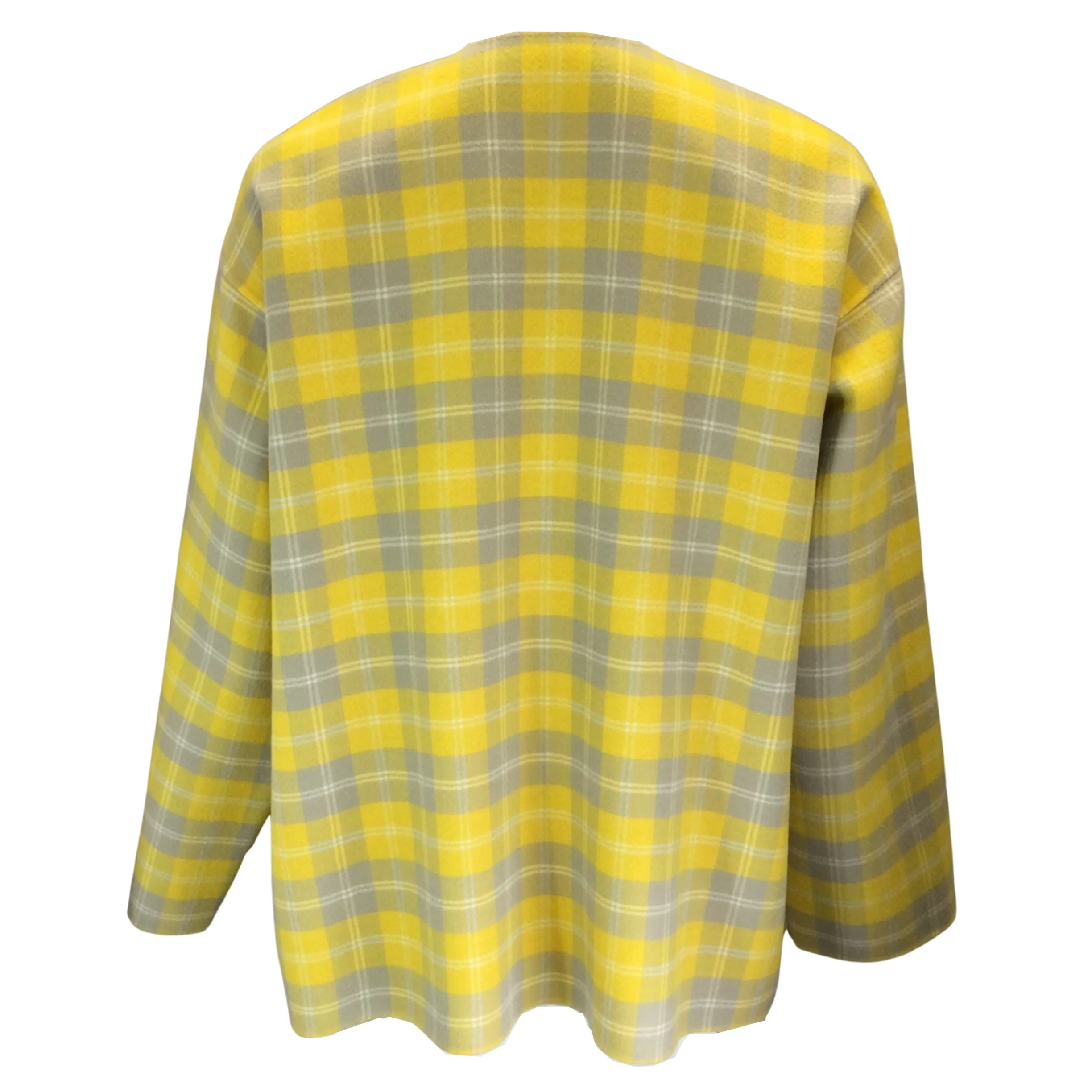 Sofie D'Hoore Yellow / Green Multi Checkered Open Front Wool Jacket - Image 3