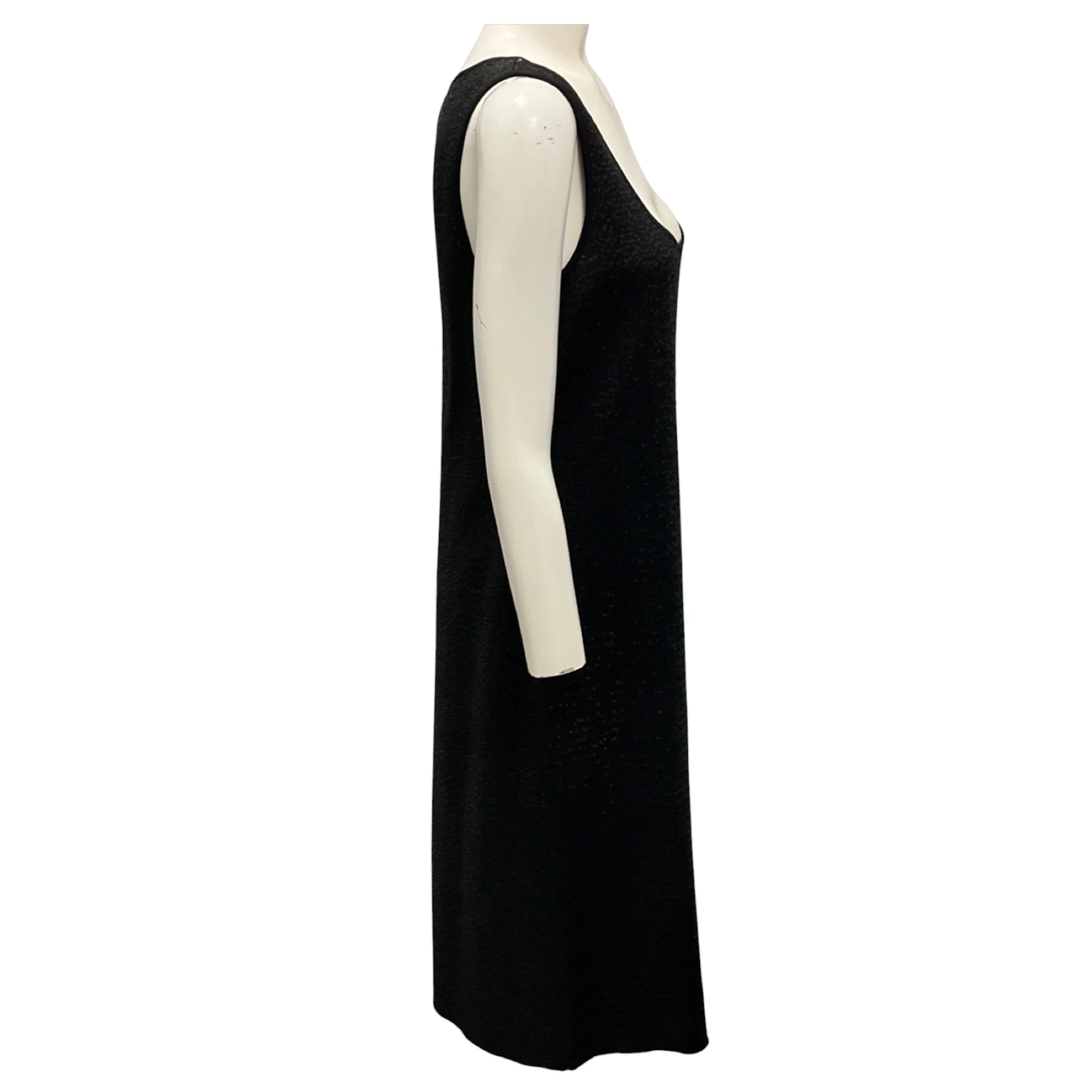 St. John Black Fall 2021 Sequined Sleeveless Knit Midi Dress - Image 2