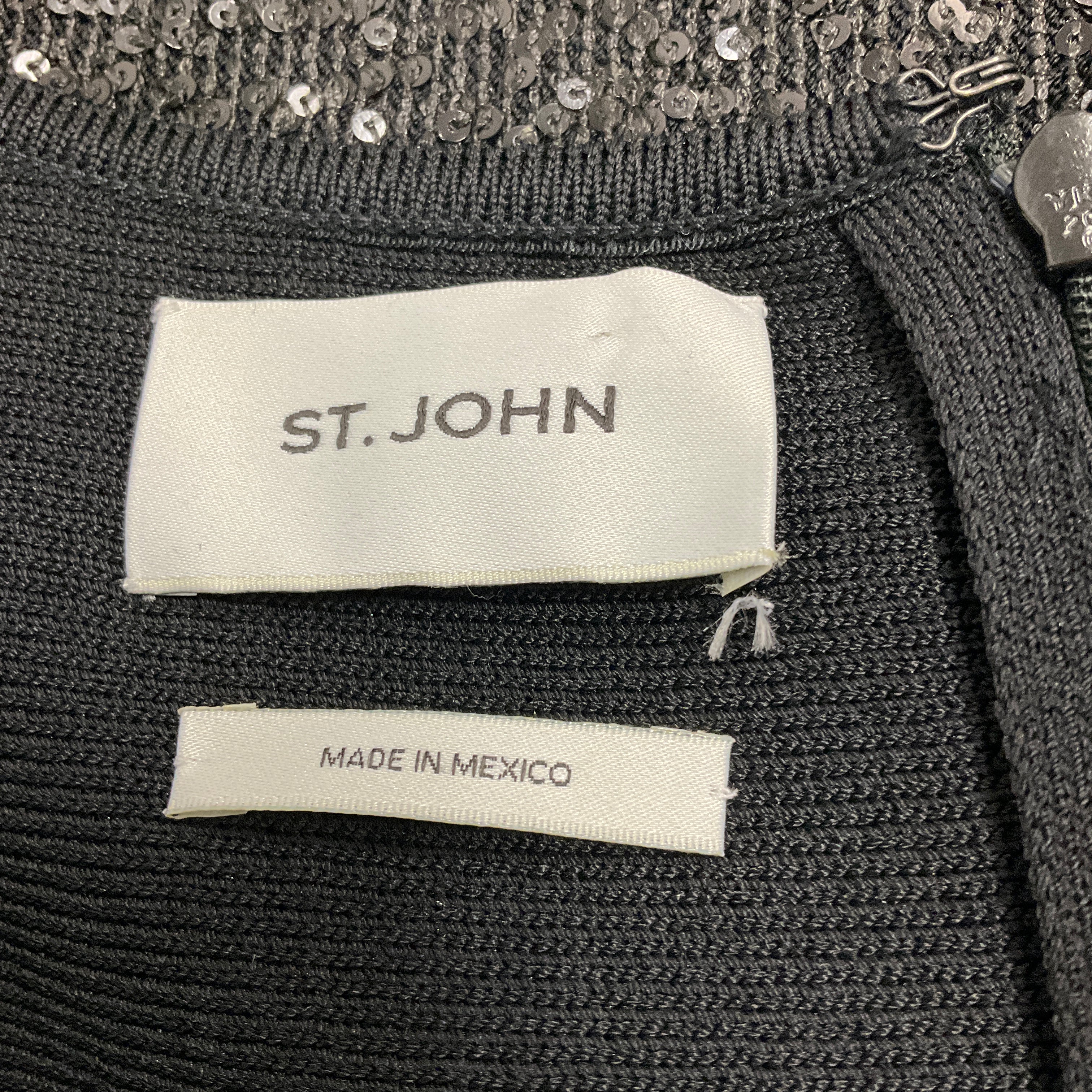 St. John Black Fall 2021 Sequined Sleeveless Knit Midi Dress - Image 4