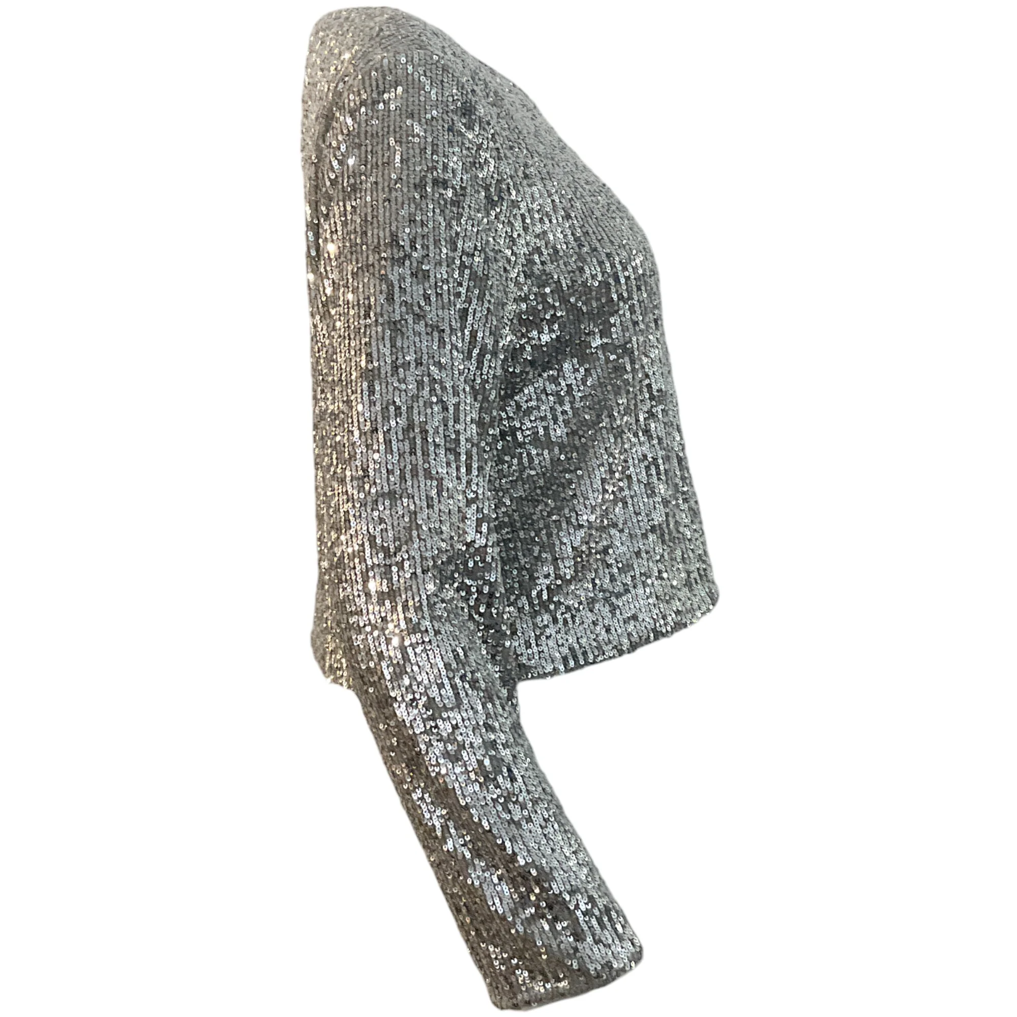 St. John Silver Sequin Cropped Jacket - Image 2