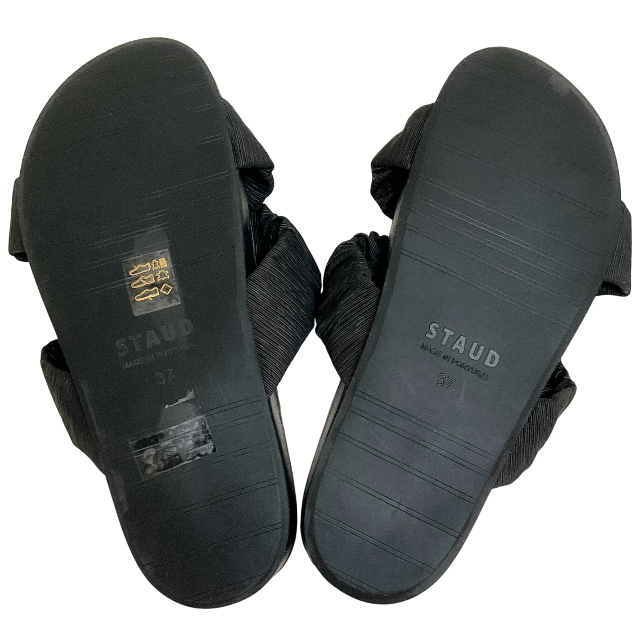 Staud Black Ruched Crisscross Michel Slide Sandals - Image 7