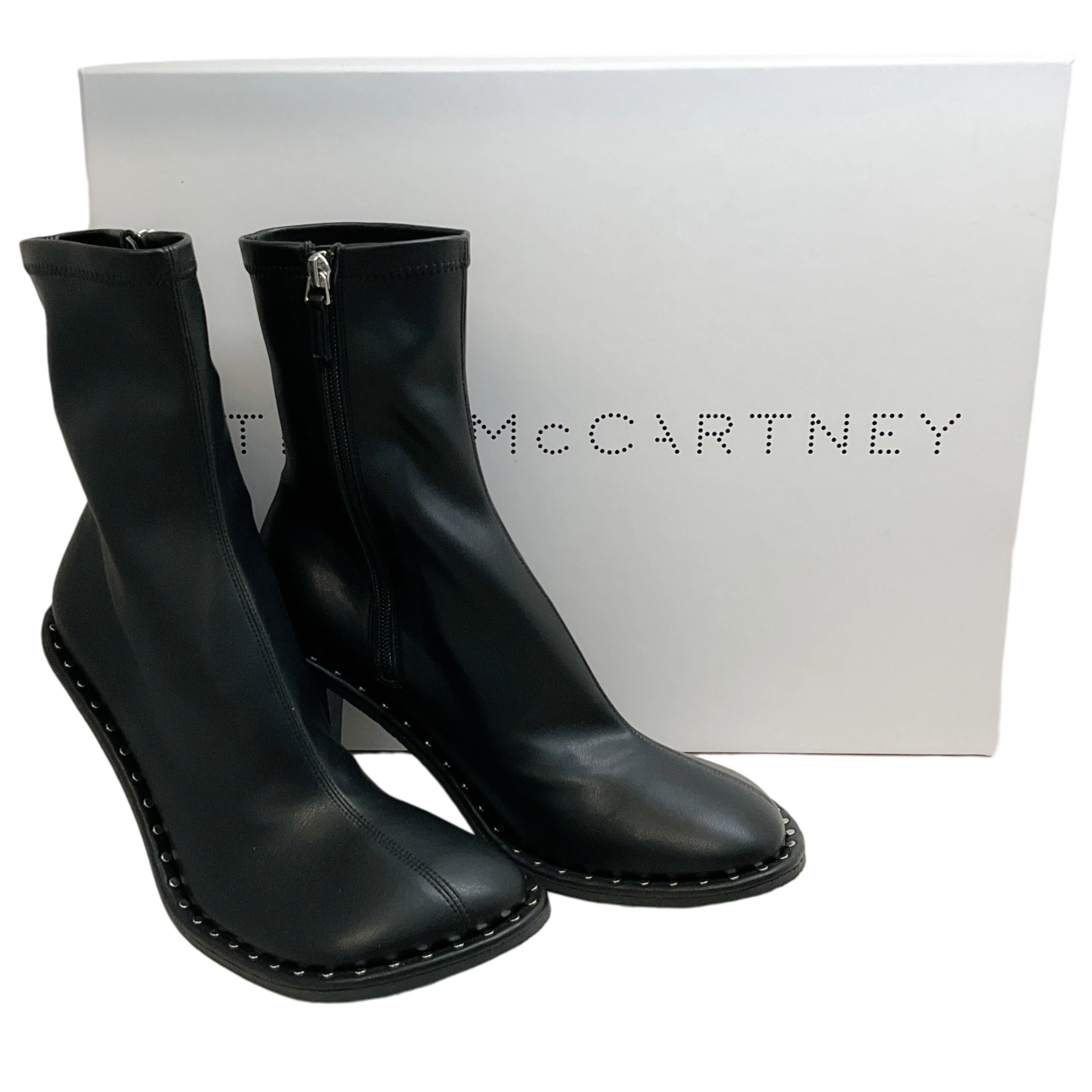 Stella McCartney Black Leather Ryder Stretch Boots with Studs - Image 6