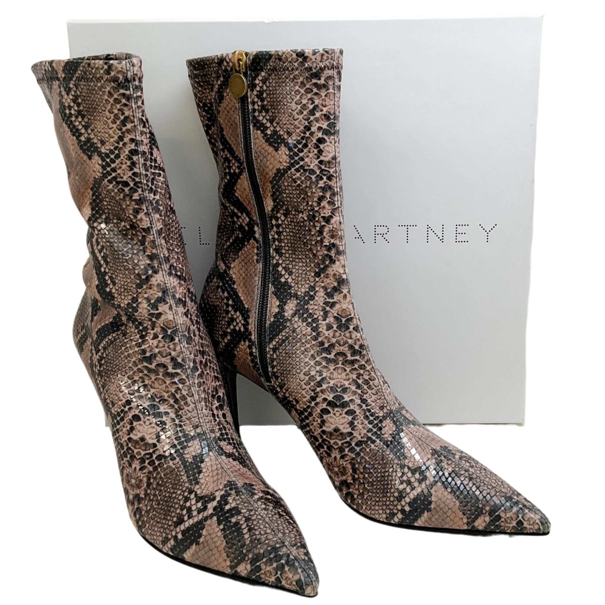 Stella McCartney Coffee Iconic Reptile Print Boots - Image 6