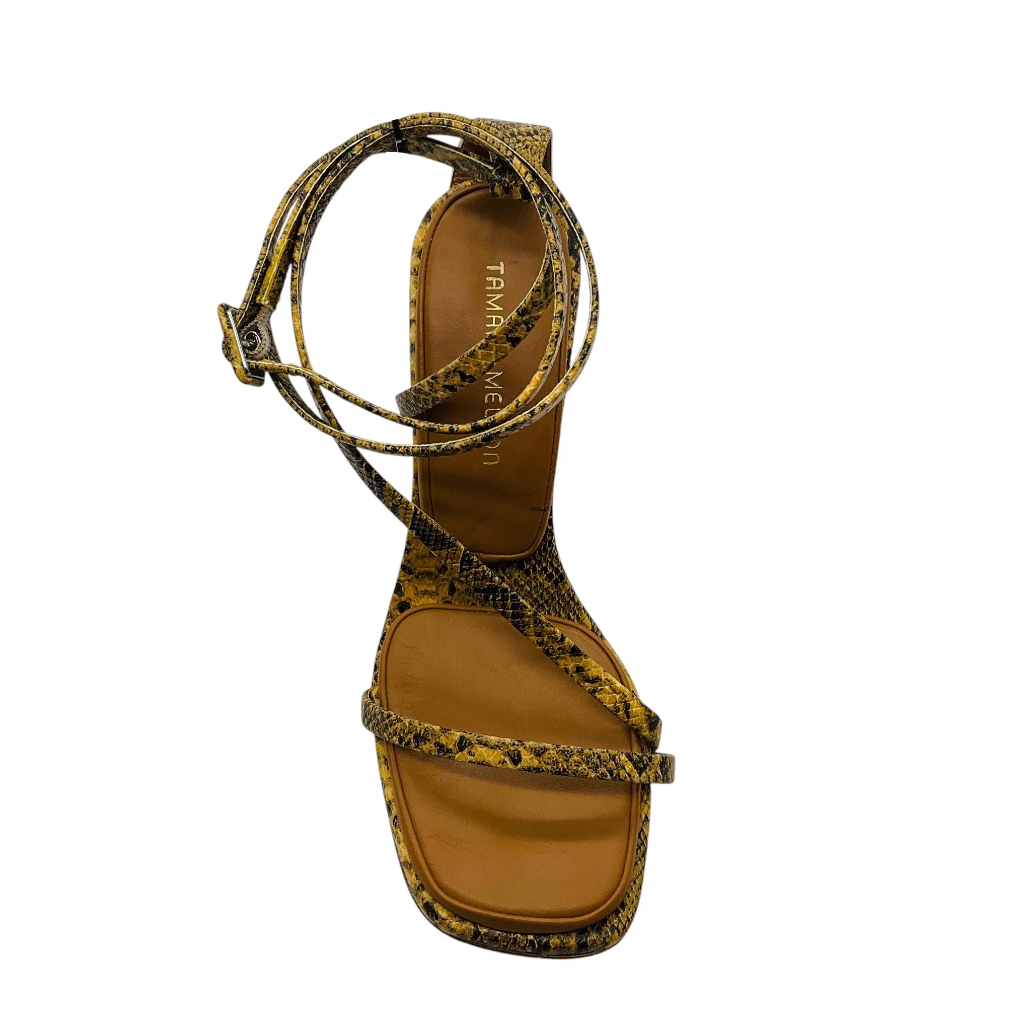 Tamara Mellon Tan Multi Snake Print Ankle Wrap Wedge Sandals - Image 4