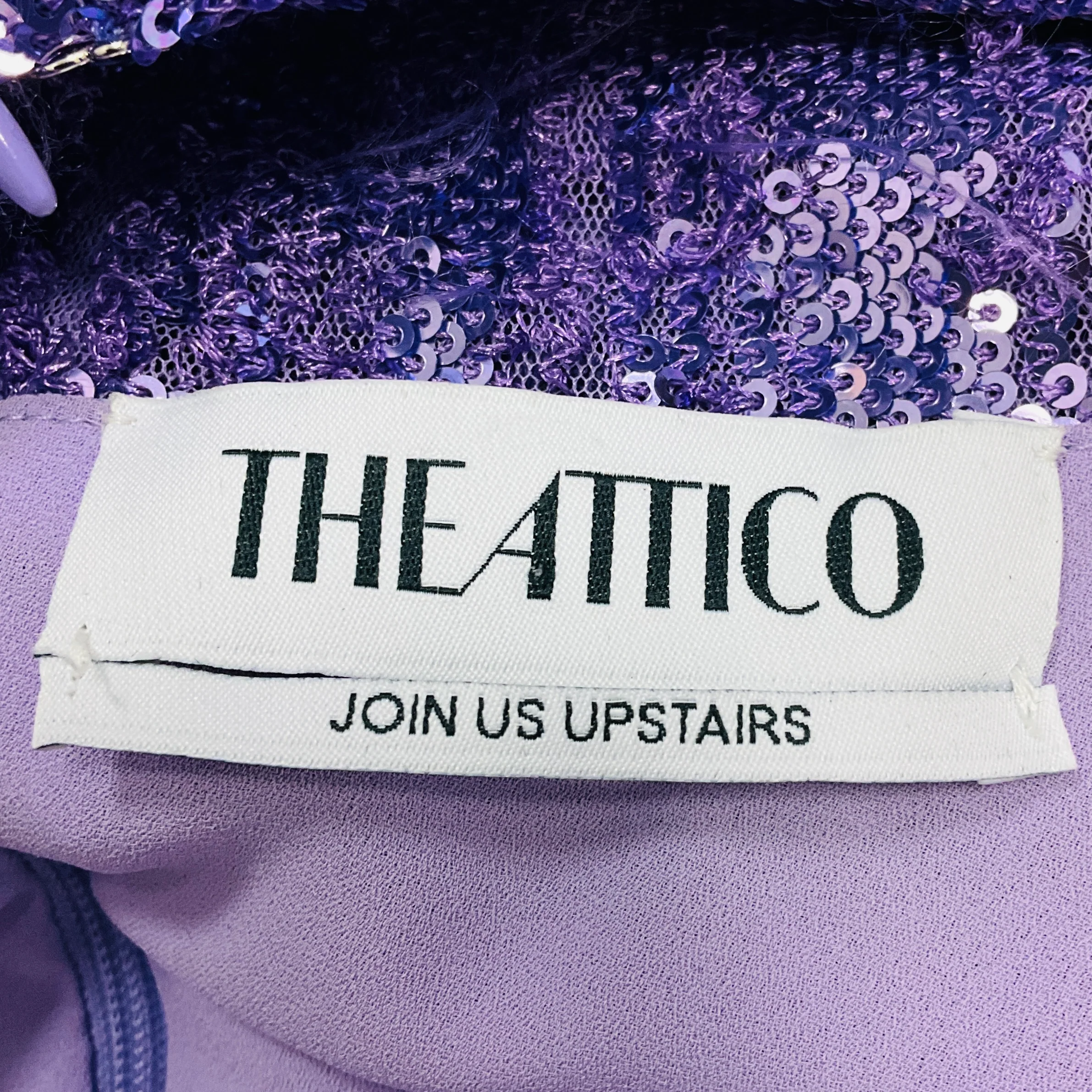 The Attico Purple Fanny Cold Shoulder Asymmetric Sequined Crepe de Chine Gown - Image 4