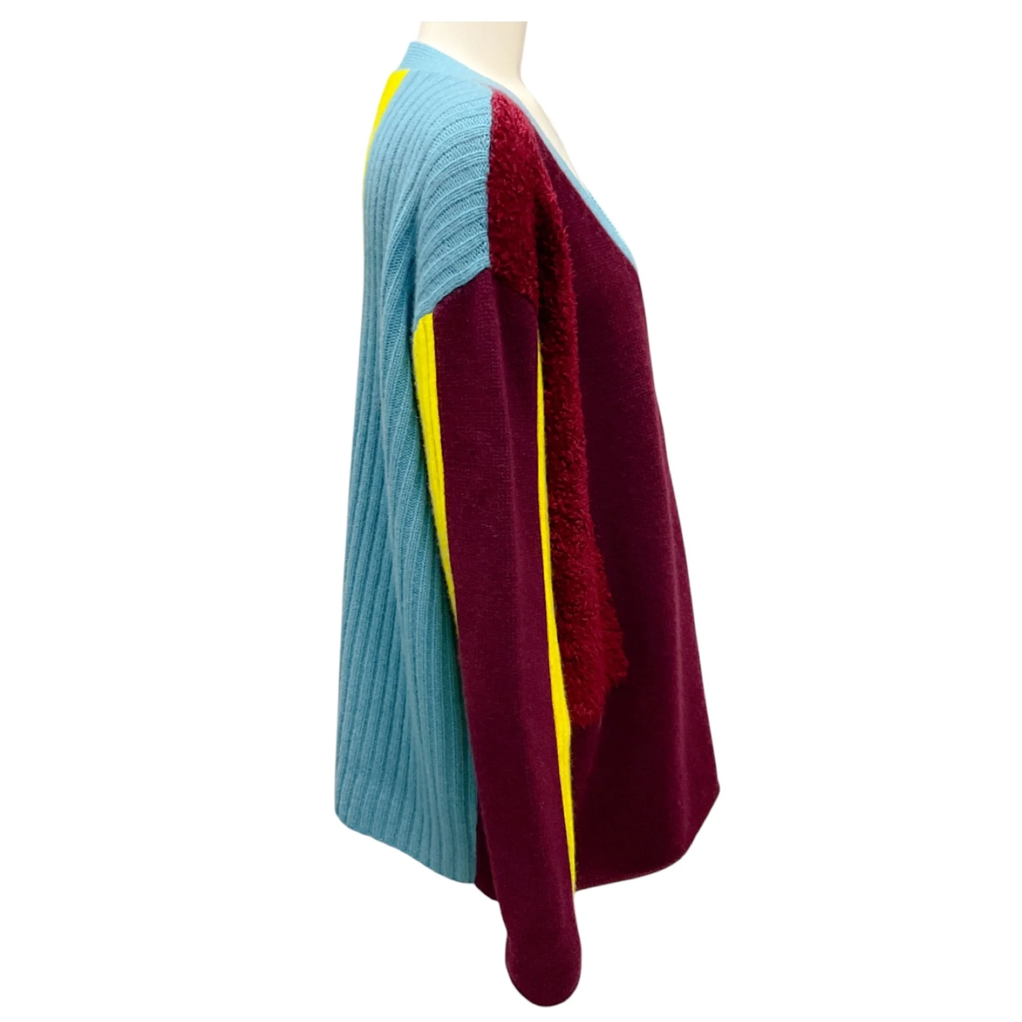 The Elder Statesman Burgundy / Lemon Multi Mohawk Patch Mix Whip Cardigan - Image 2