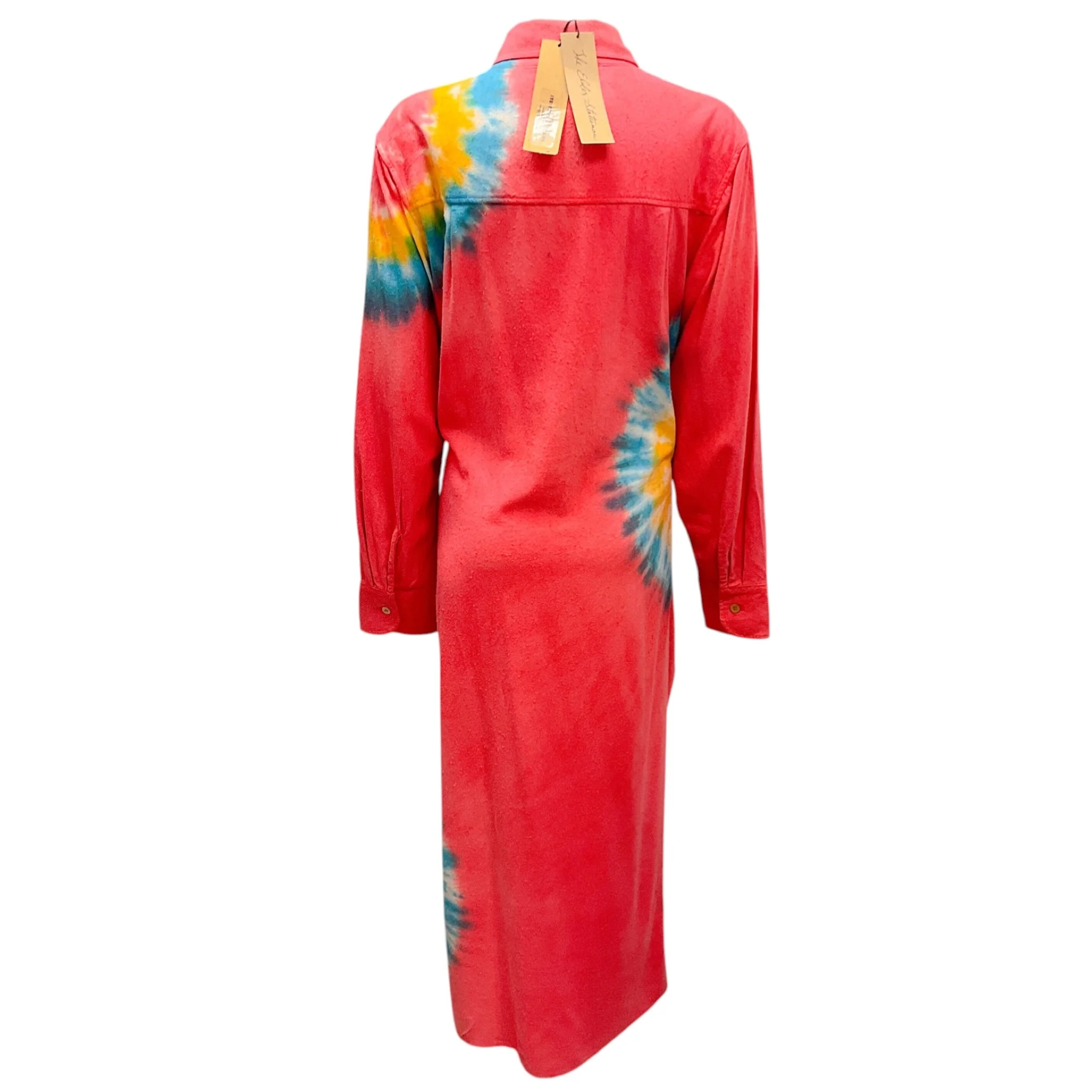 The Elder Statesman Red Magic Rings Magic Silk Fisheye Long Sleeved Dress - Image 3