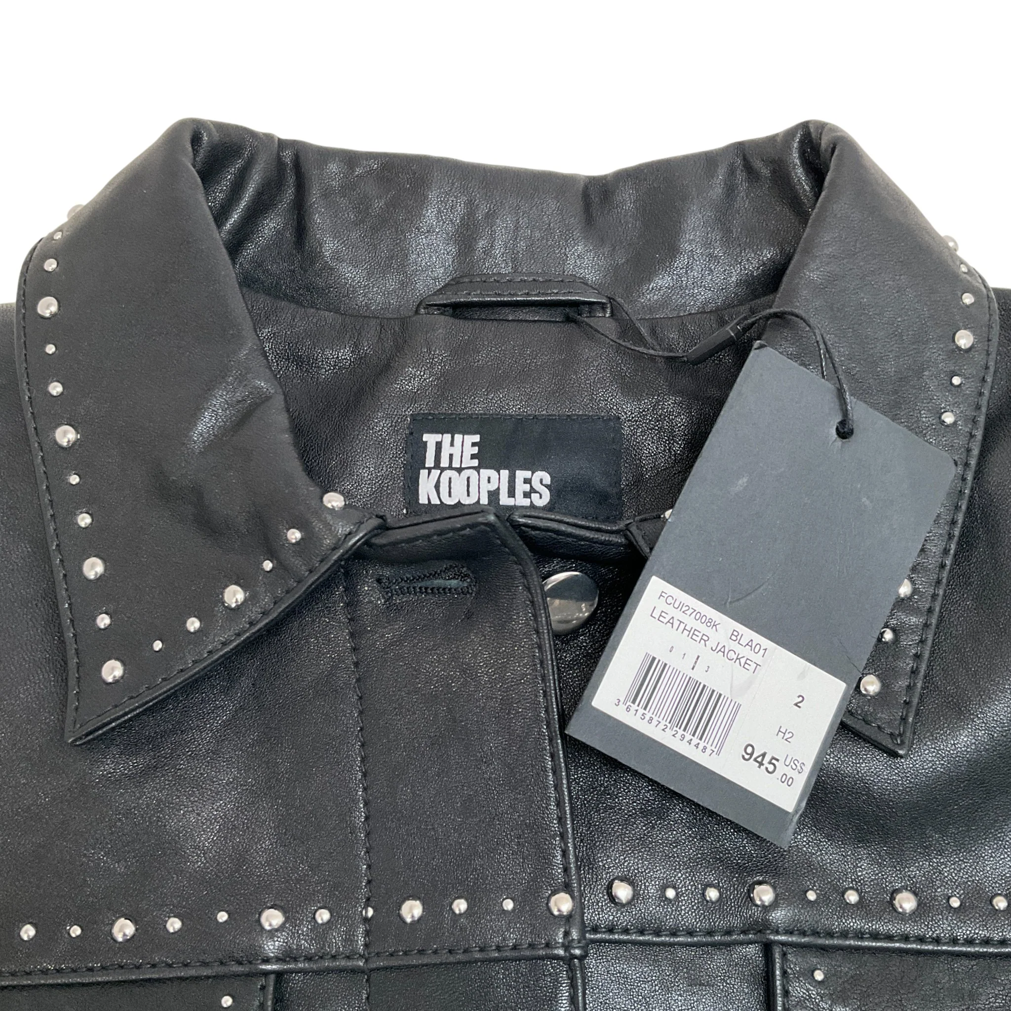 The Kooples Black Leather Jacket with Studs - Image 4