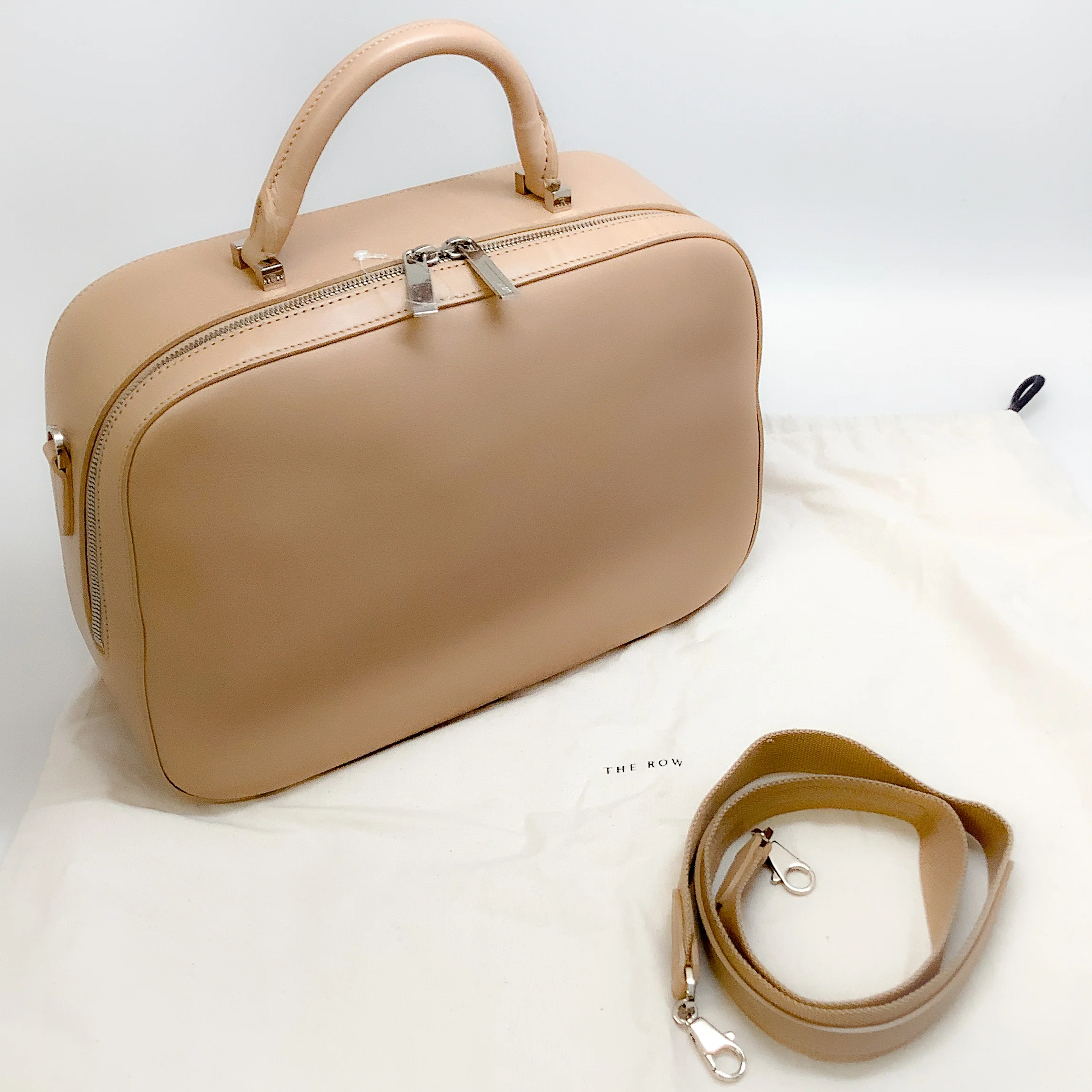 The Row Beige Leather Small Bowler Satchel - Image 7