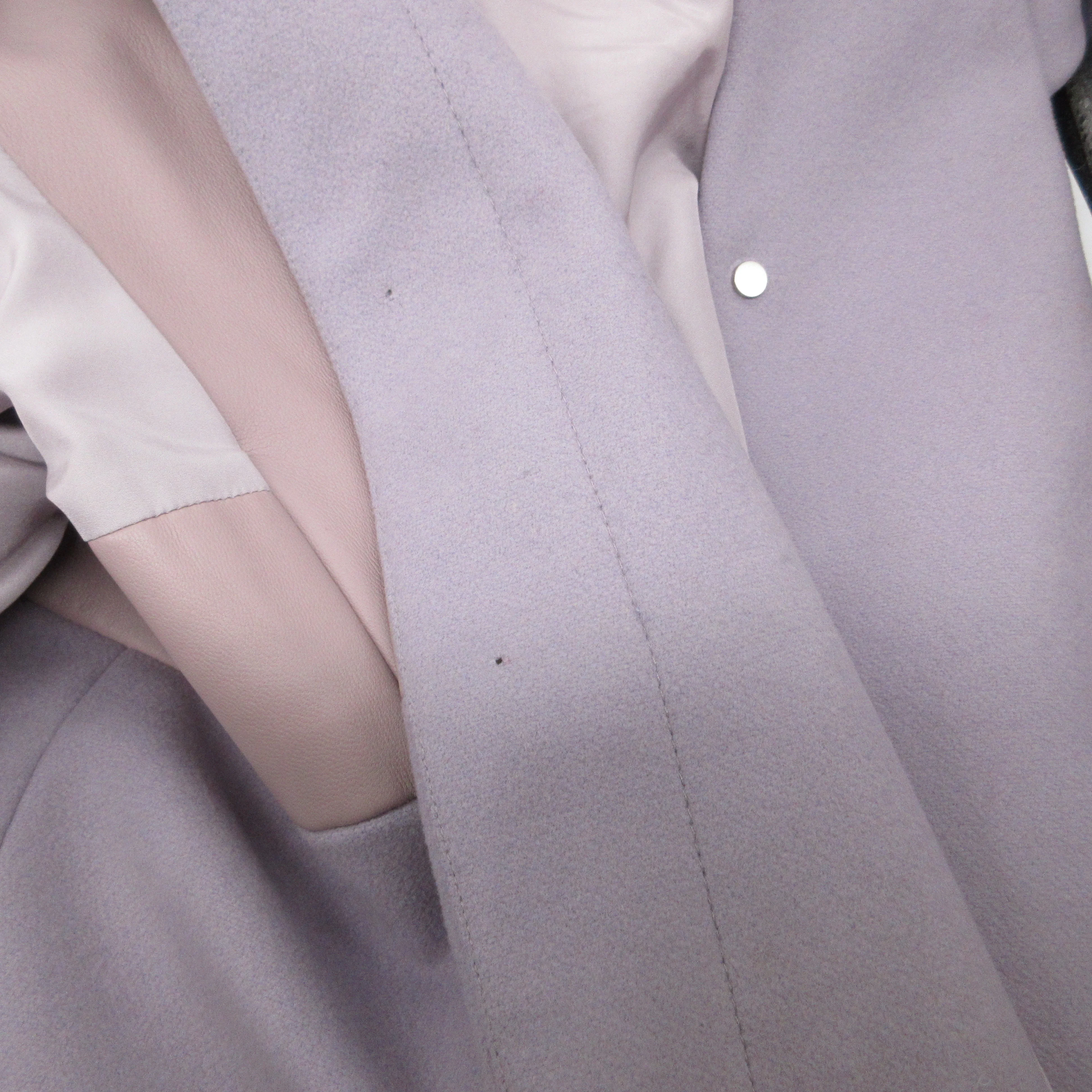 The Row Lilac Wool and Lambskin Leather Coat - Image 5